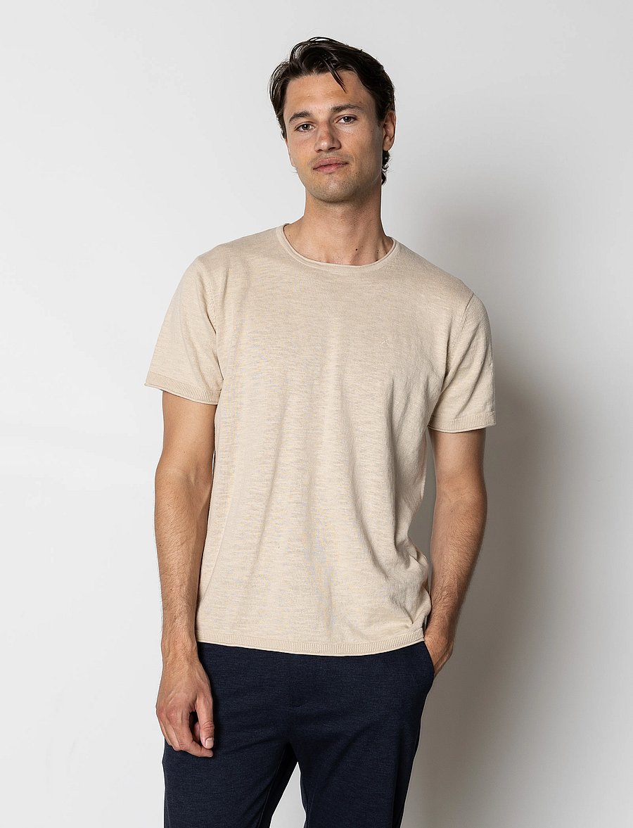 Clean Cut Copenhagen - Thomas knitted t-shirt - kortärmade t-shirts - ecru - 0