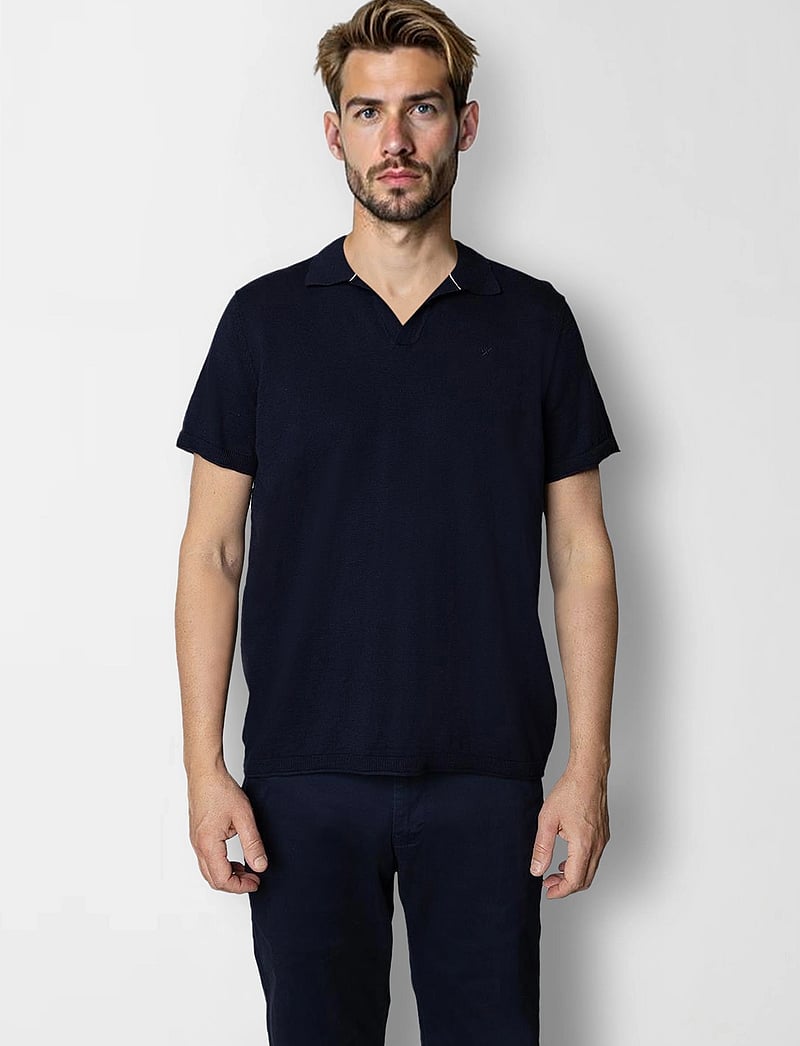 Clean Cut Copenhagen - Thomas knitted polo - kurzärmelig - navy - 0