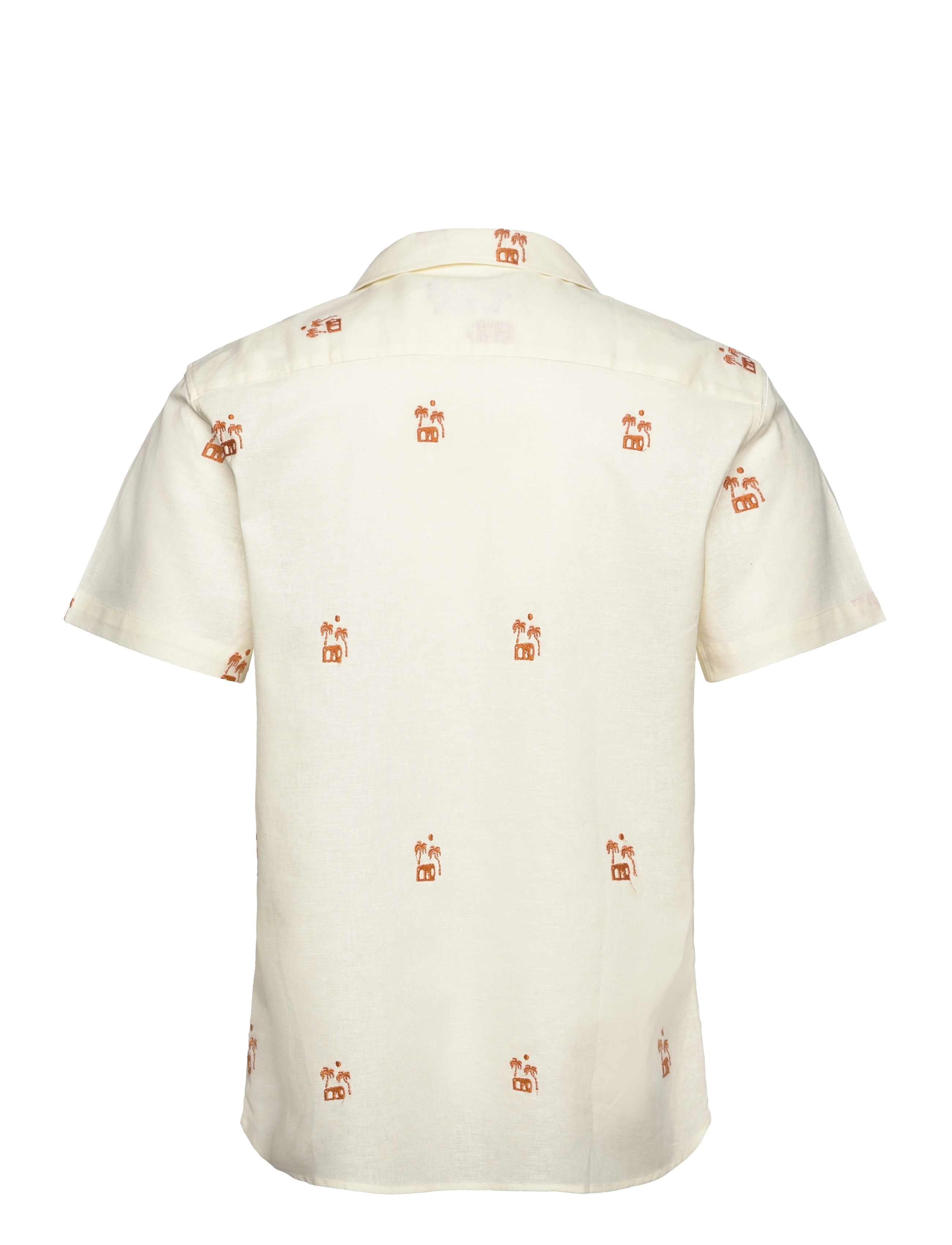 Clean Cut Copenhagen - Bowling Felix Cotton Linen Shirt S/ - off white/orange - 2