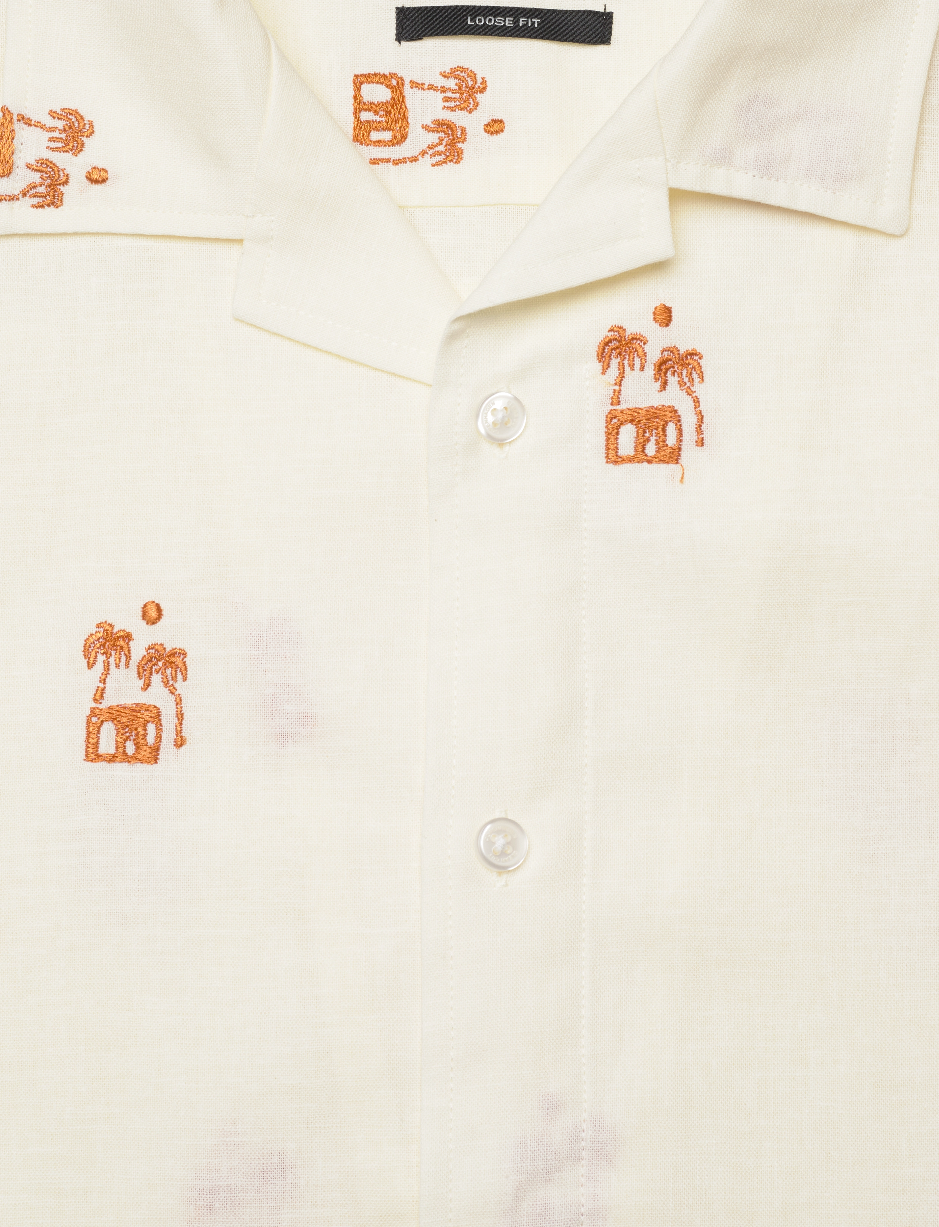 Clean Cut Copenhagen - Bowling Felix Cotton Linen Shirt S/ - off white/orange - 3