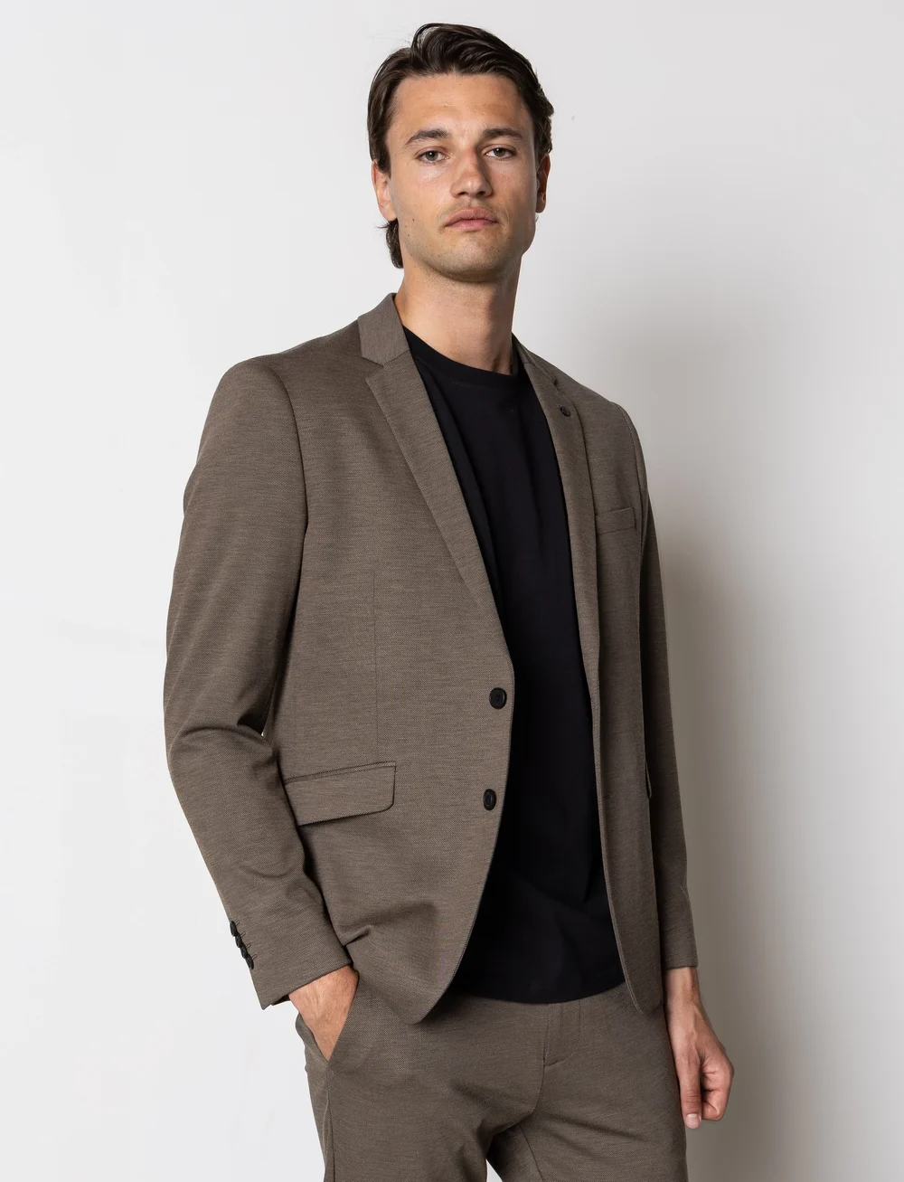 Clean Cut Copenhagen - Brendon Jersey Blazer - blazere - dark khaki - 0