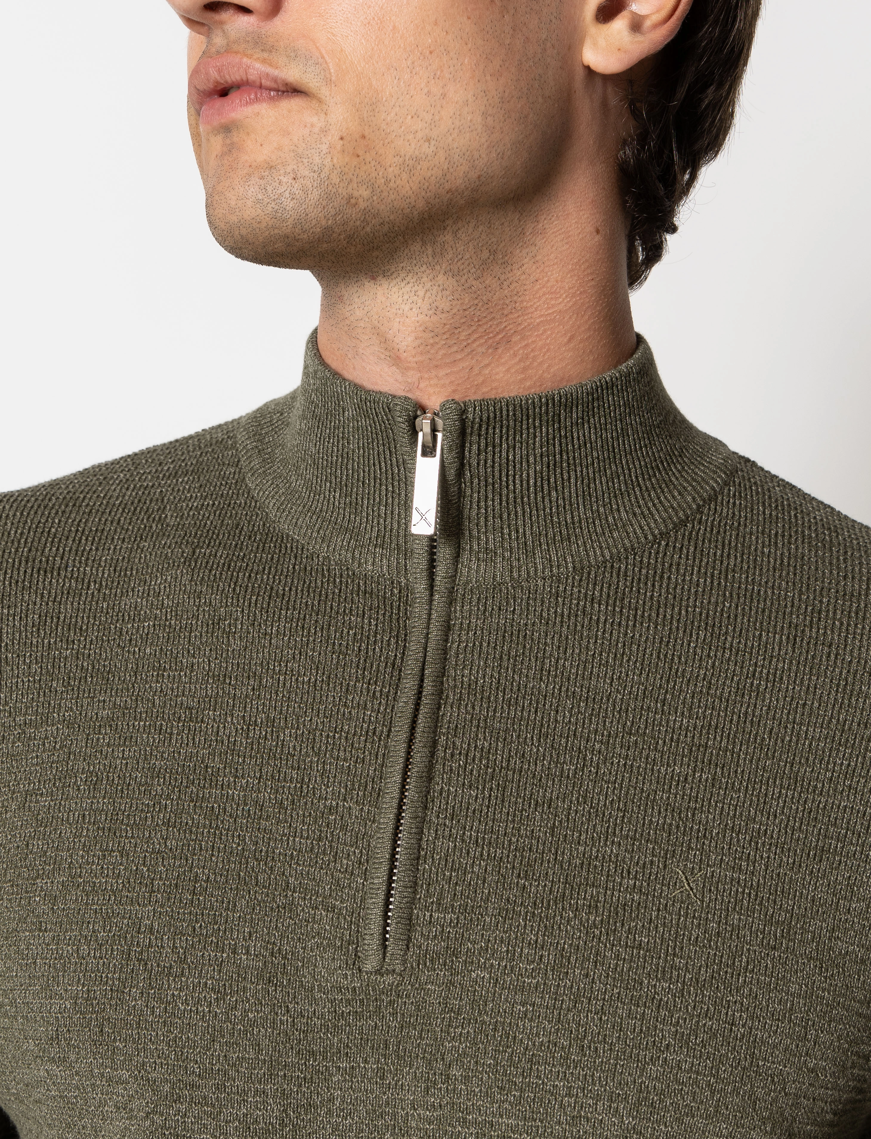 Clean Cut Copenhagen - Oscar half-zip knit - herren - army melange - 3