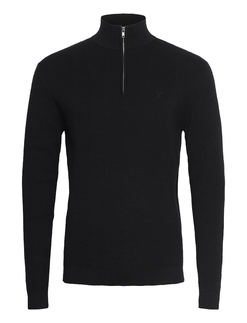 Clean Cut Copenhagen - Oscar half-zip knit - halfzip strik - black - 1