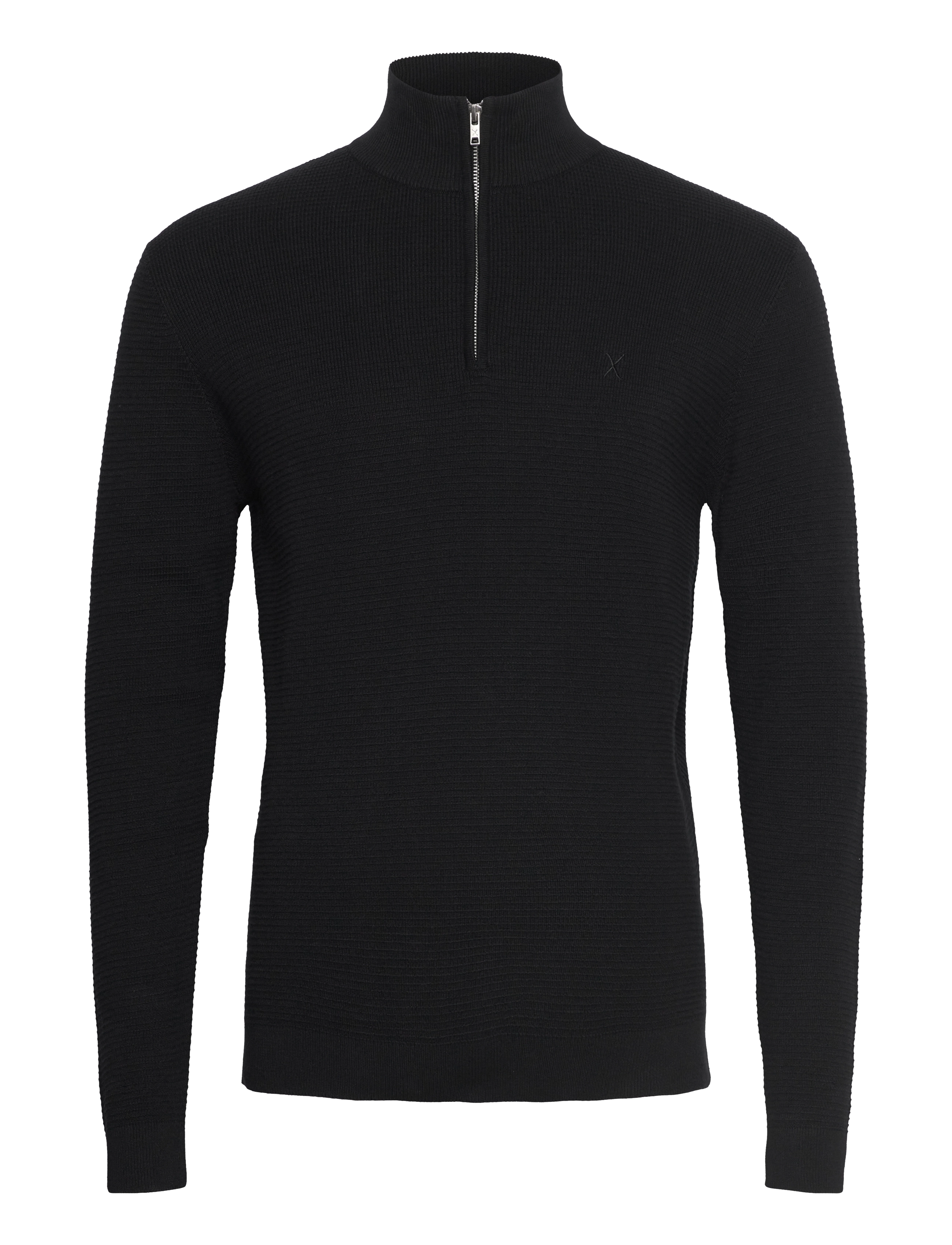 Clean Cut Copenhagen Oscar half-zip knit - Strik - BLACK / black