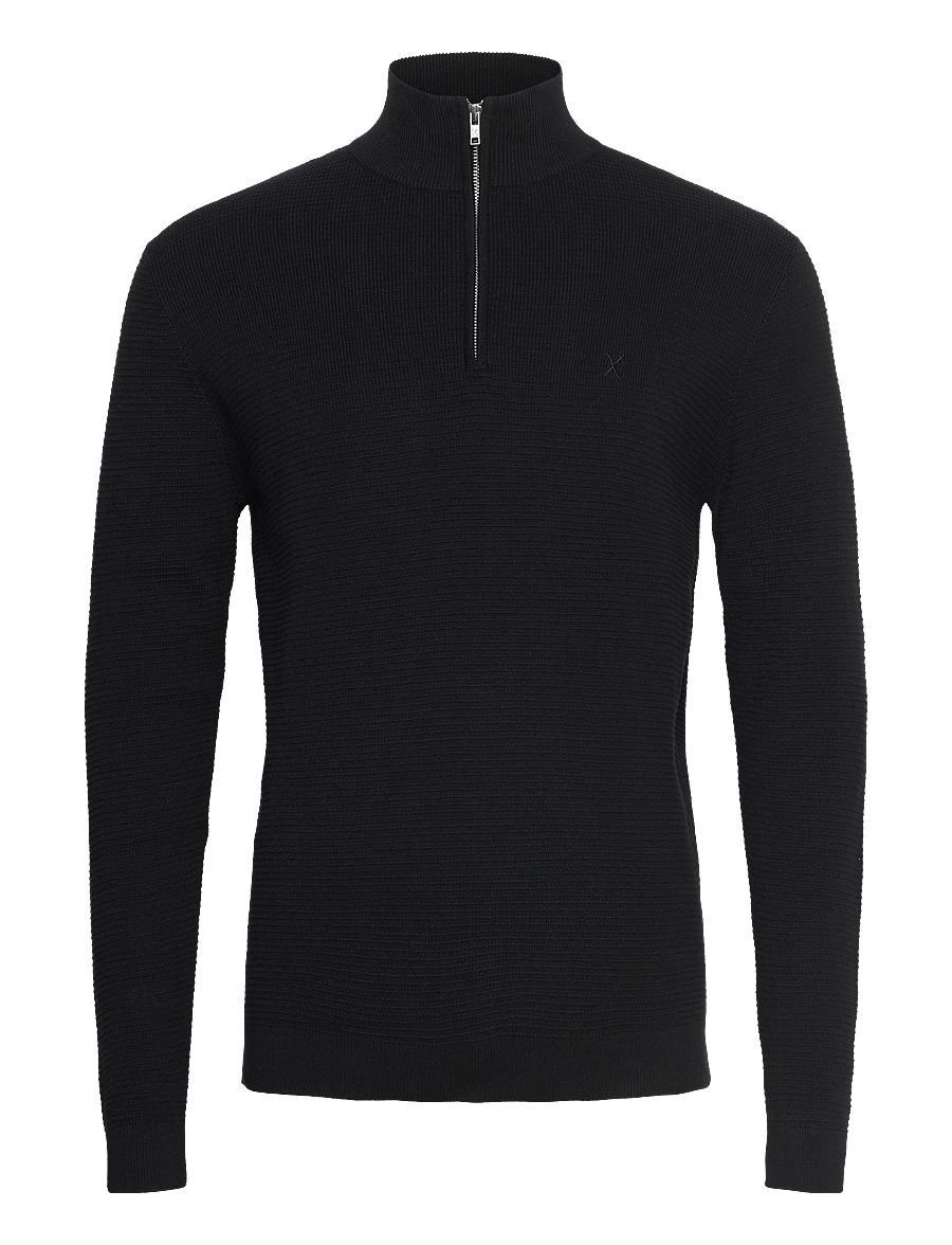 Clean Cut Copenhagen - Oscar half-zip knit - poolpika lukuga džemprid - black - 1