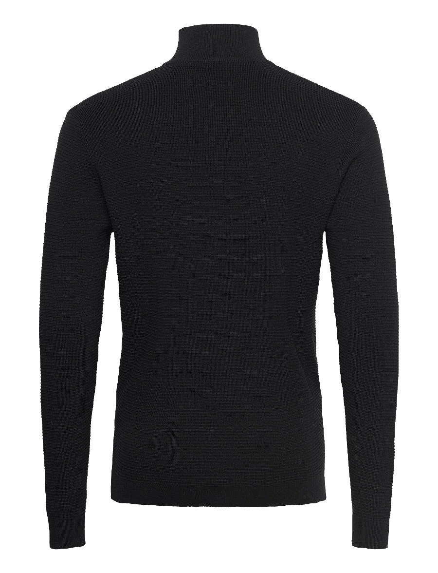 Clean Cut Copenhagen - Oscar half-zip knit - poolpika lukuga džemprid - black - 2