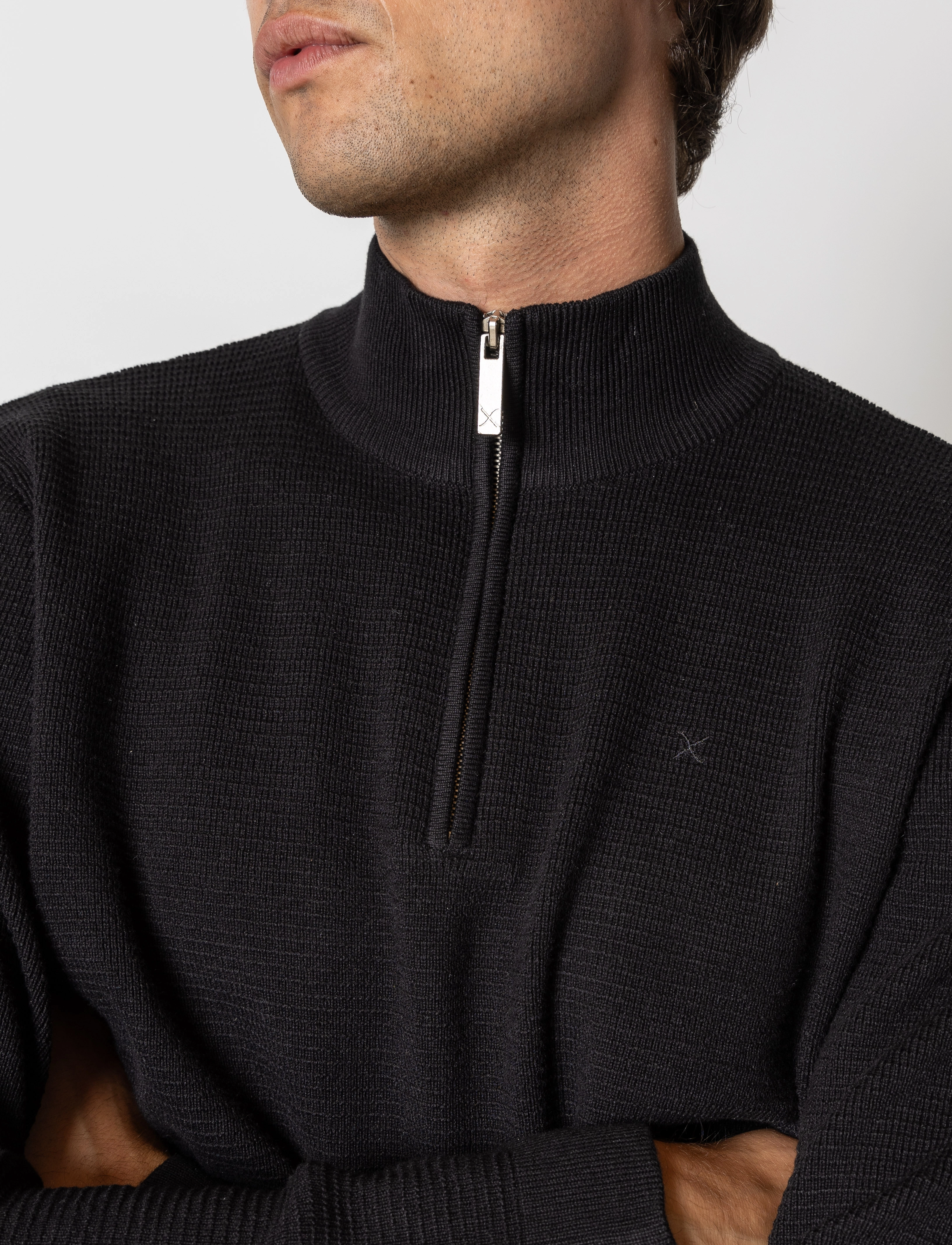 Clean Cut Copenhagen - Oscar half-zip knit - half zip jumpers - black - 3