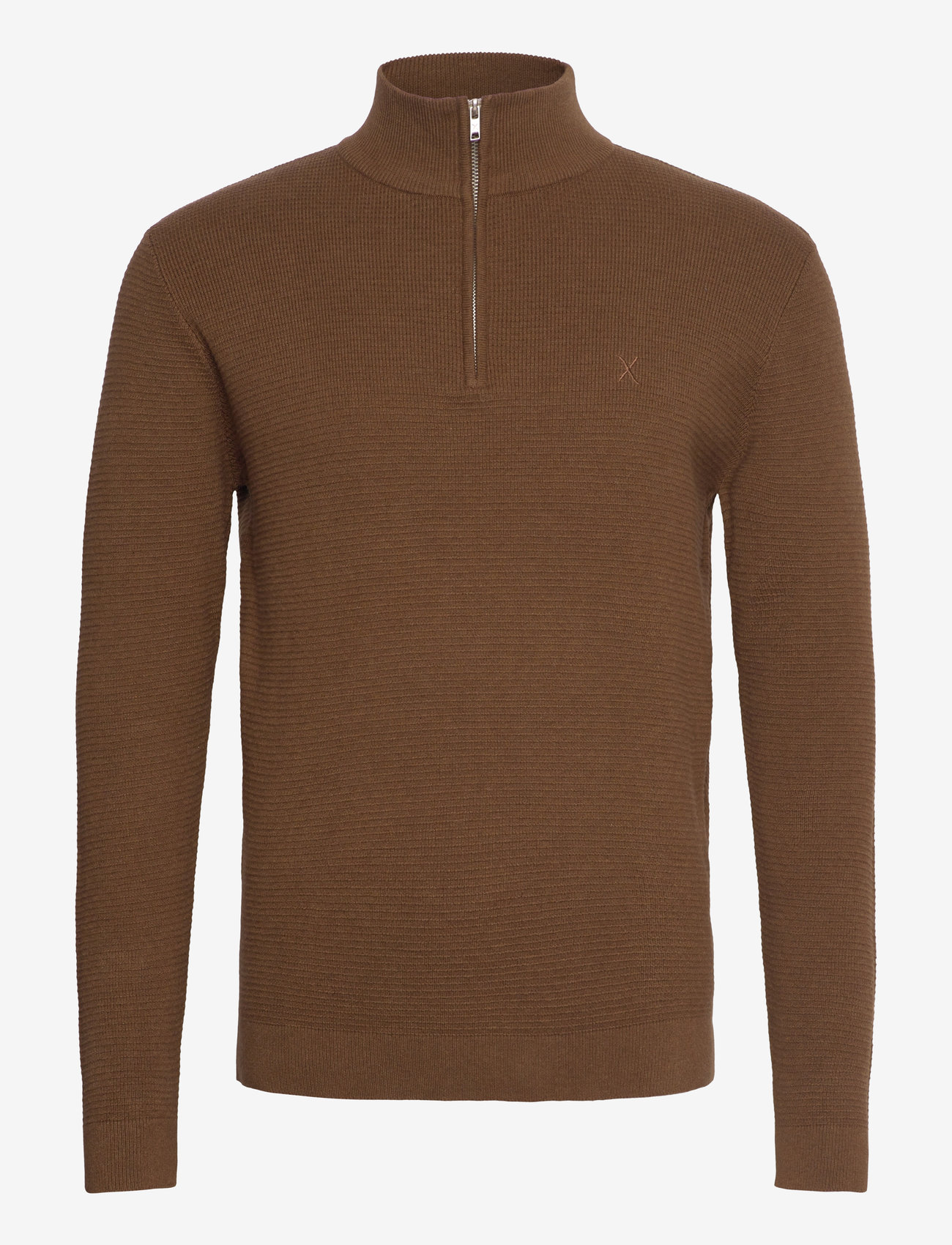 Clean Cut Copenhagen - Oscar half-zip knit - half zip-tröjor - brown melangÈ - 1