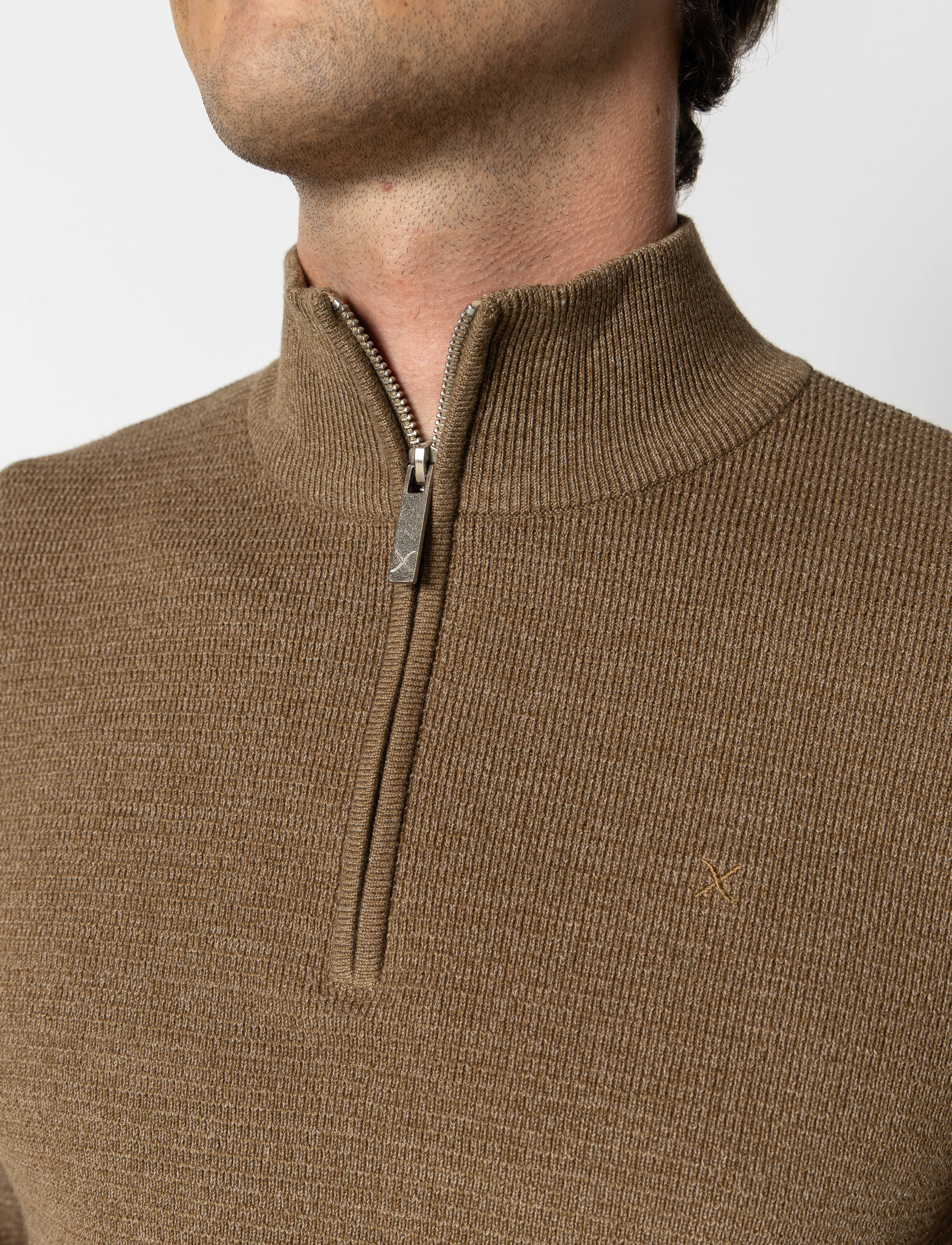 Clean Cut Copenhagen - Oscar half-zip knit - half zip jumpers - brown melangÈ - 4
