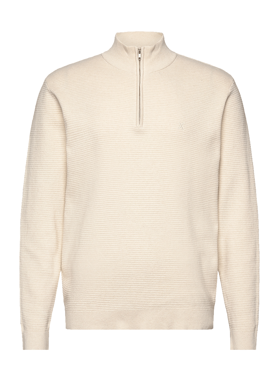 Clean Cut Copenhagen - Oscar half-zip knit - pullover mit halbem reißverschluss - ecru melange - 1