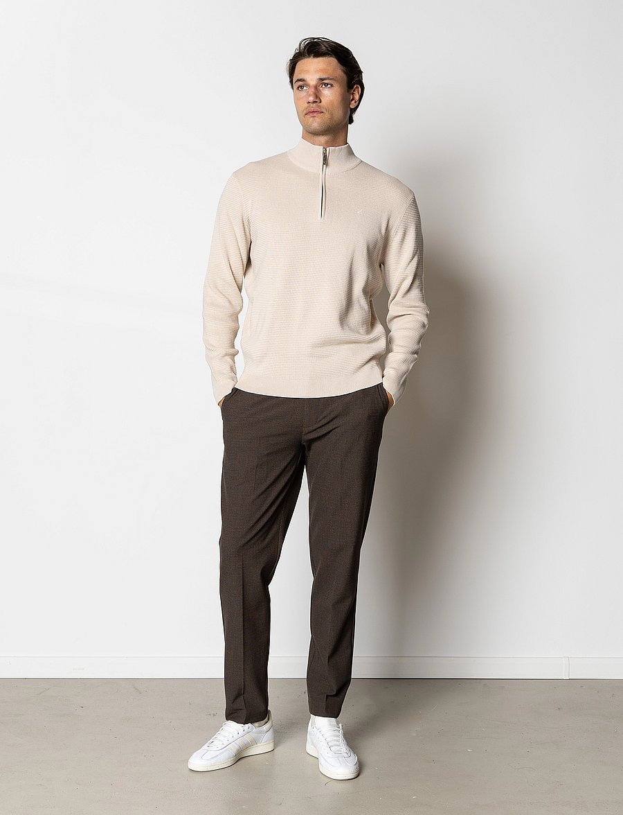 Clean Cut Copenhagen - Oscar half-zip knit - pullover mit halbem reißverschluss - ecru melange - 3