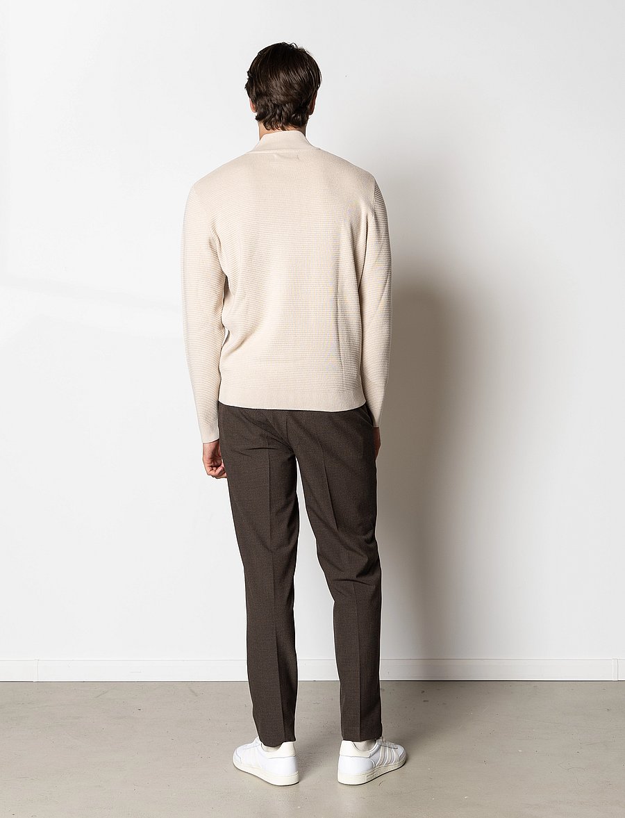 Clean Cut Copenhagen - Oscar half-zip knit - pullover mit halbem reißverschluss - ecru melange - 4