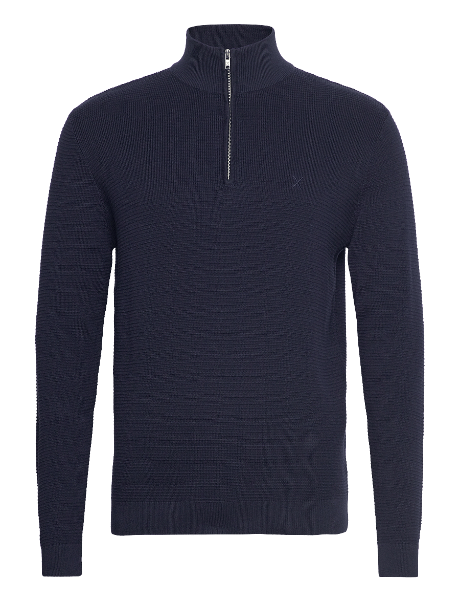 Clean Cut Copenhagen - Oscar half-zip knit - poolpika lukuga džemprid - navy - 1