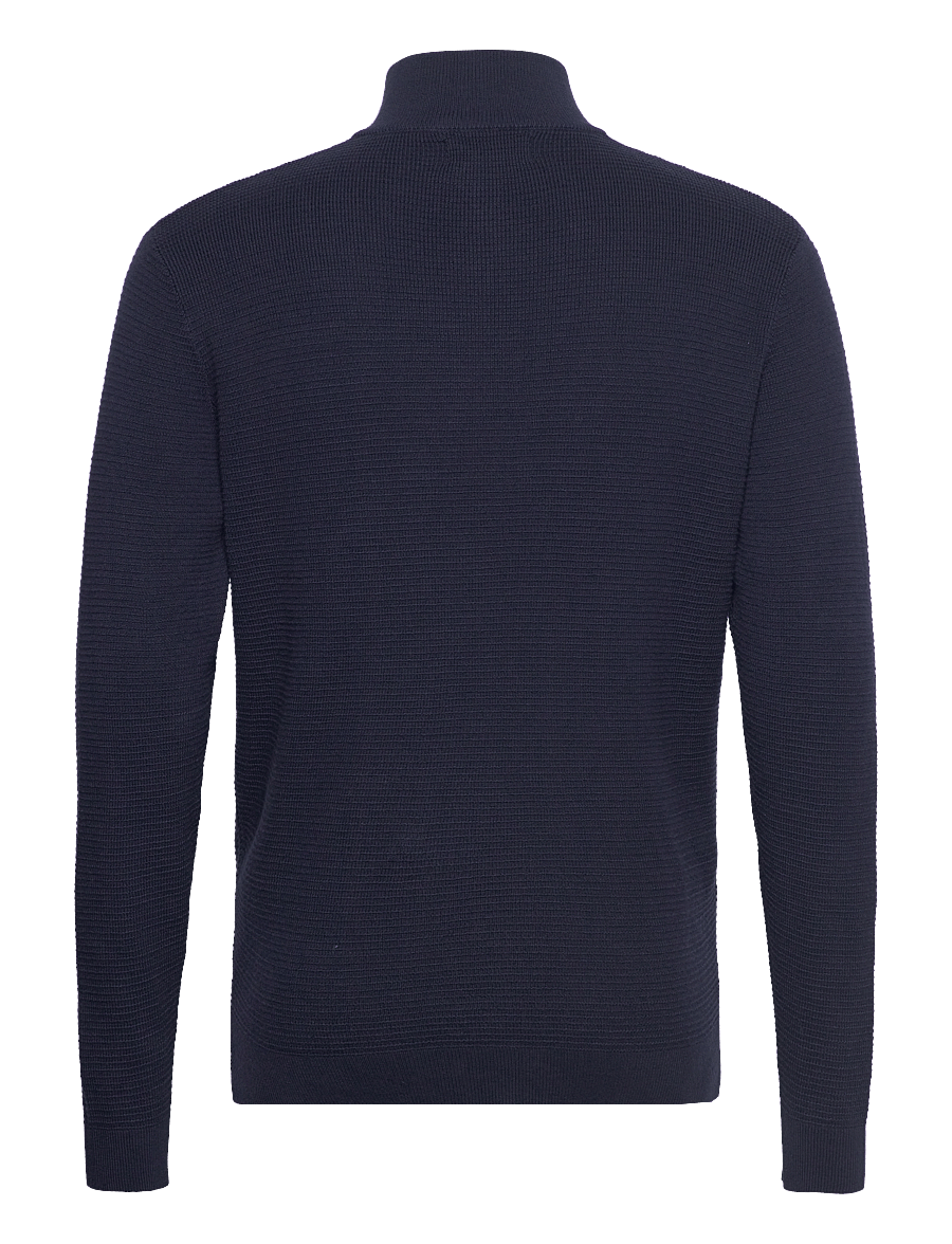 Clean Cut Copenhagen - Oscar half-zip knit - poolpika lukuga džemprid - navy - 2