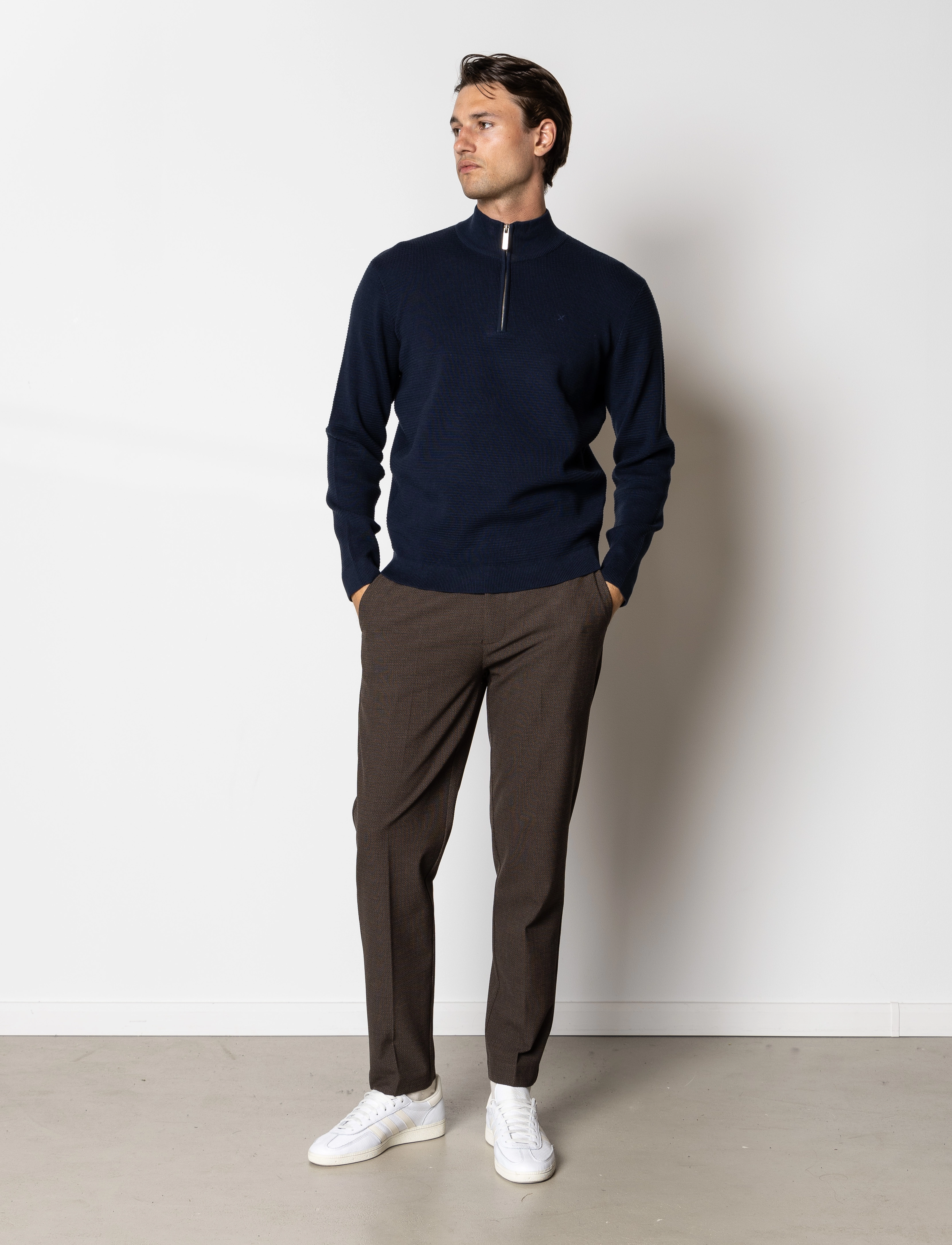 Clean Cut Copenhagen Oscar Half-Zip Knit, Mænd, Halv Lynlås Strik, Navy, Str: L
