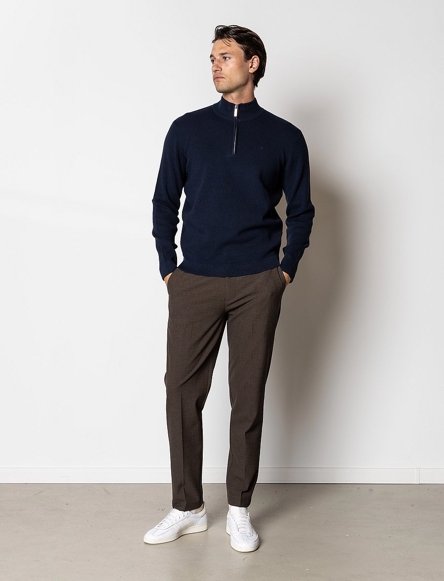 Clean Cut Copenhagen - Oscar half-zip knit - poolpika lukuga džemprid - navy - 0