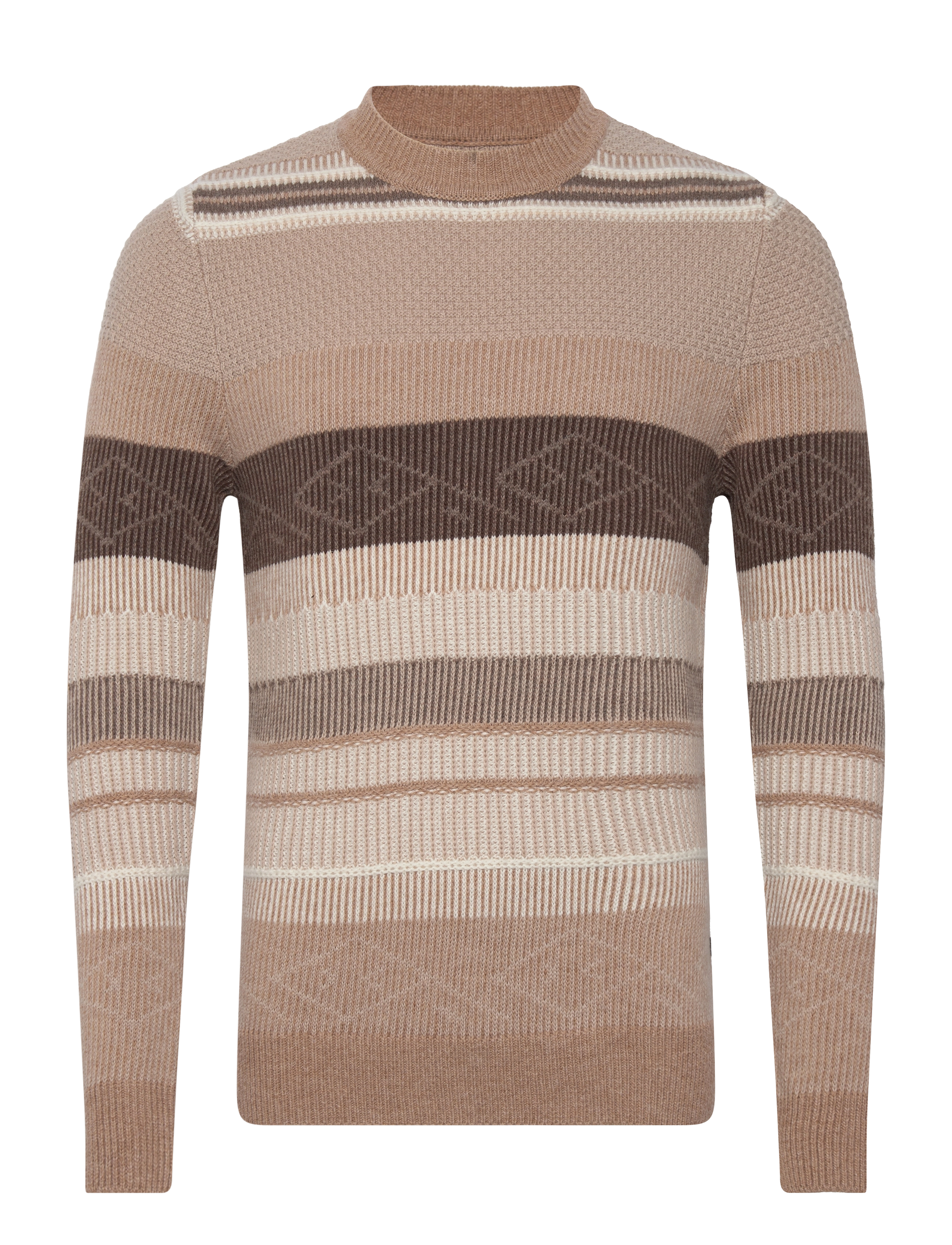Clean Cut Copenhagen - Mark wool knit - brown/dark khaki stripe - 1