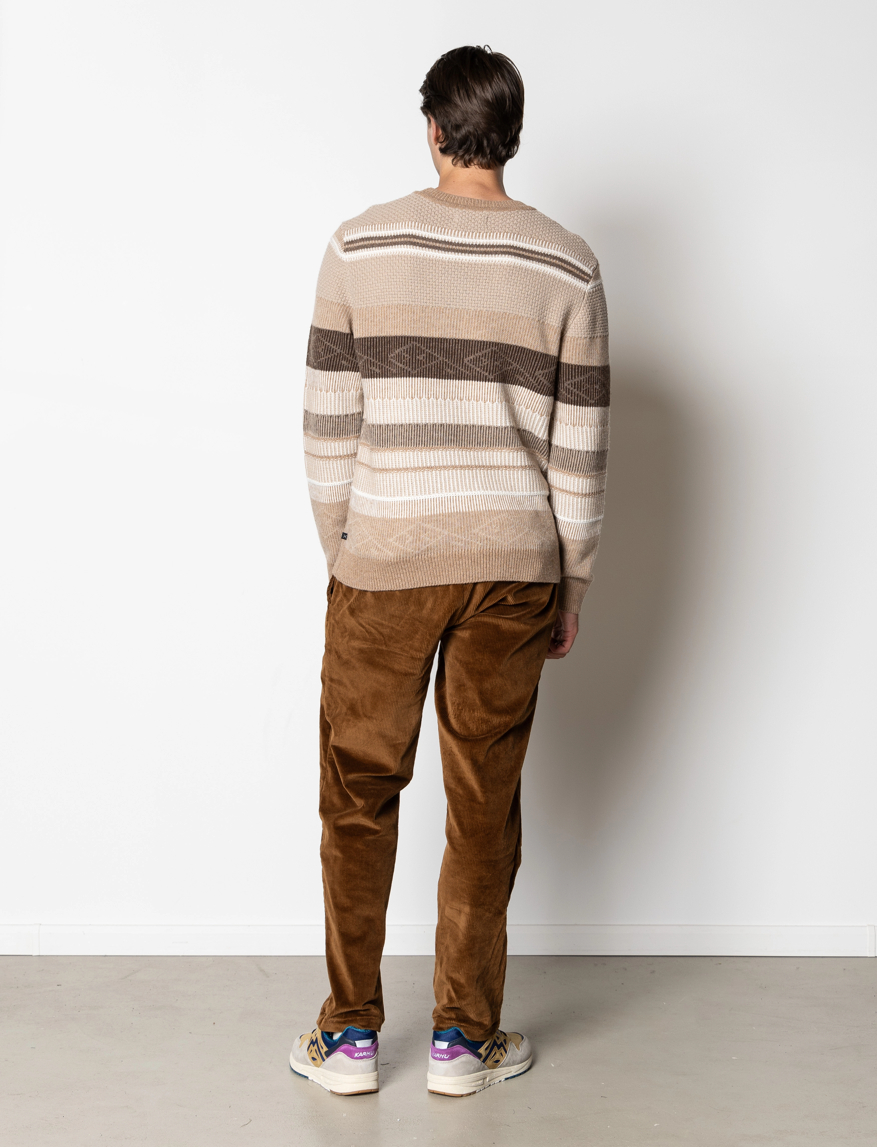 Clean Cut Copenhagen - Mark wool knit - brown/dark khaki stripe - 4