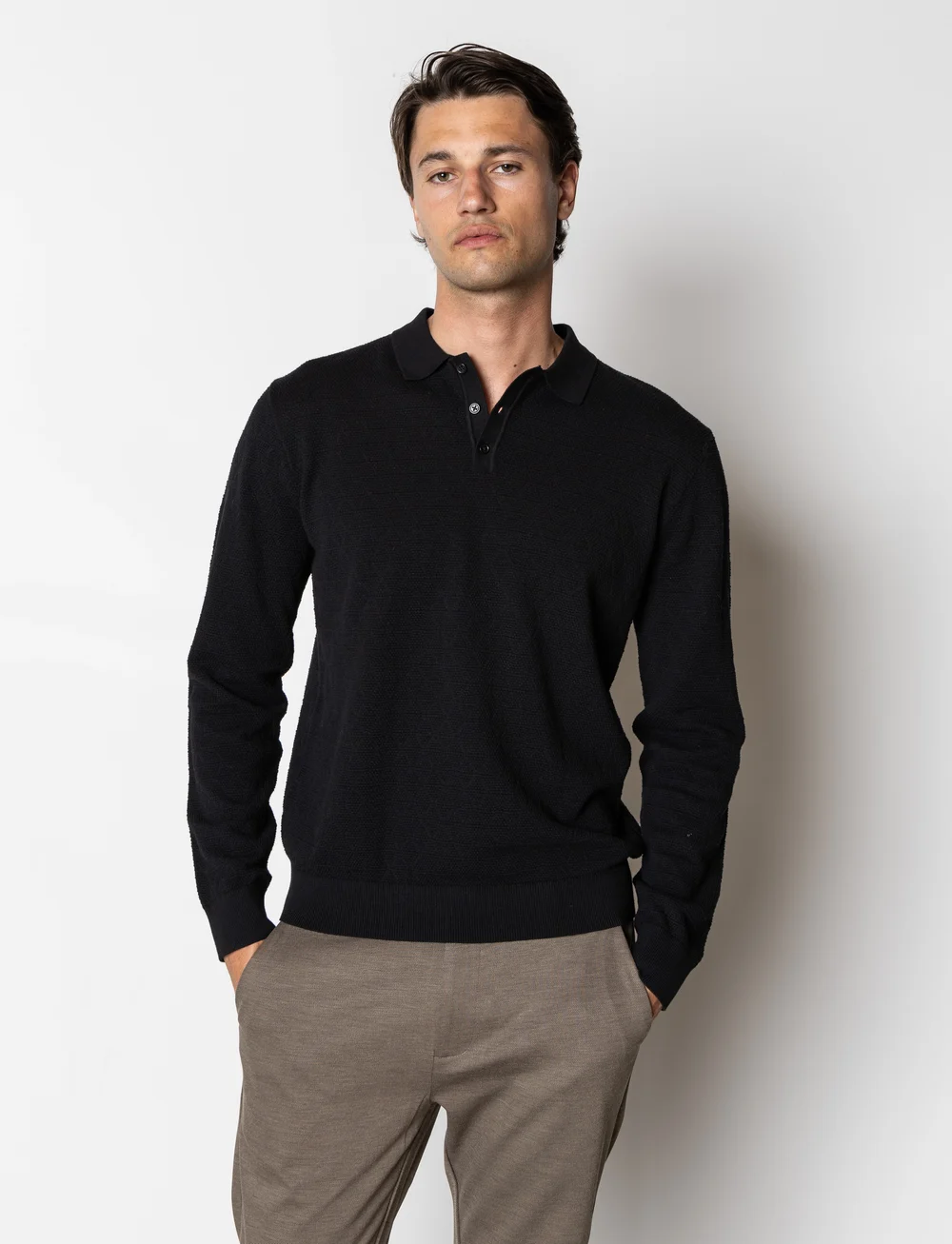 Clean Cut Copenhagen - Mads knitted polo - stickade pikéer - black - 0