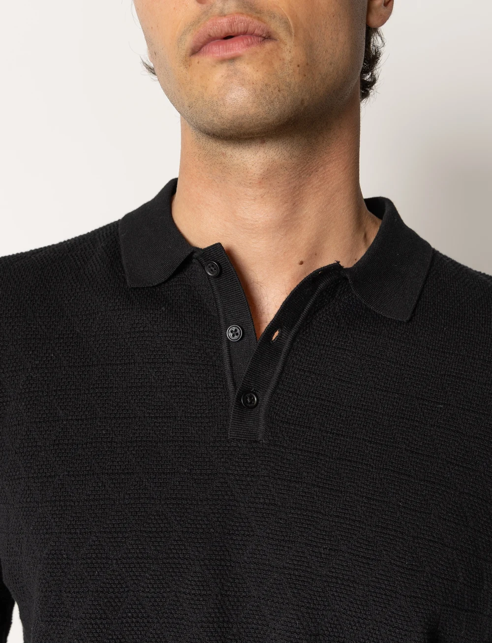 Clean Cut Copenhagen - Mads knitted polo - stickade pikéer - black - 3
