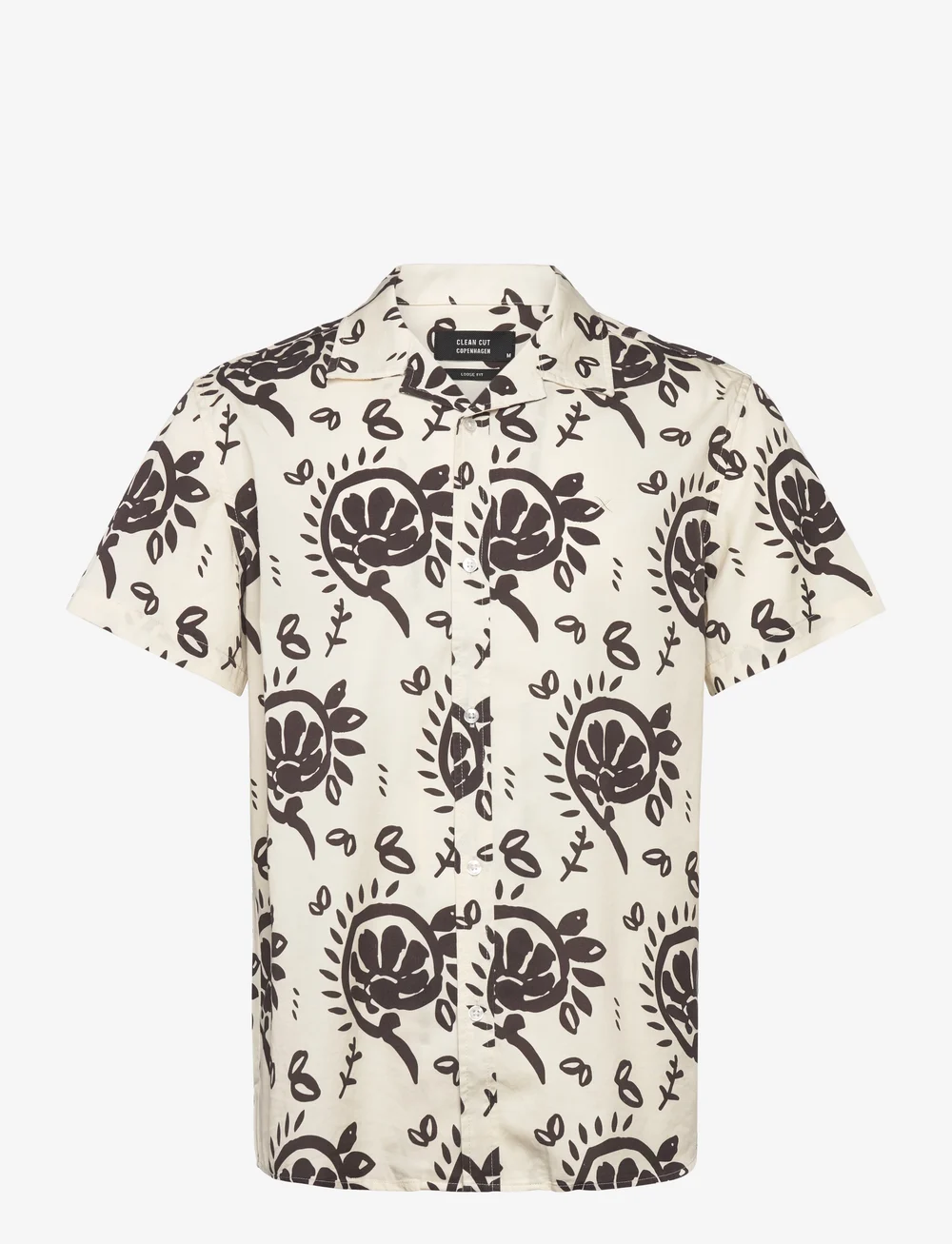 Clean Cut Copenhagen - Bowling Ricco shirt SS - krótki rękaw - ecru/dark brown - 1