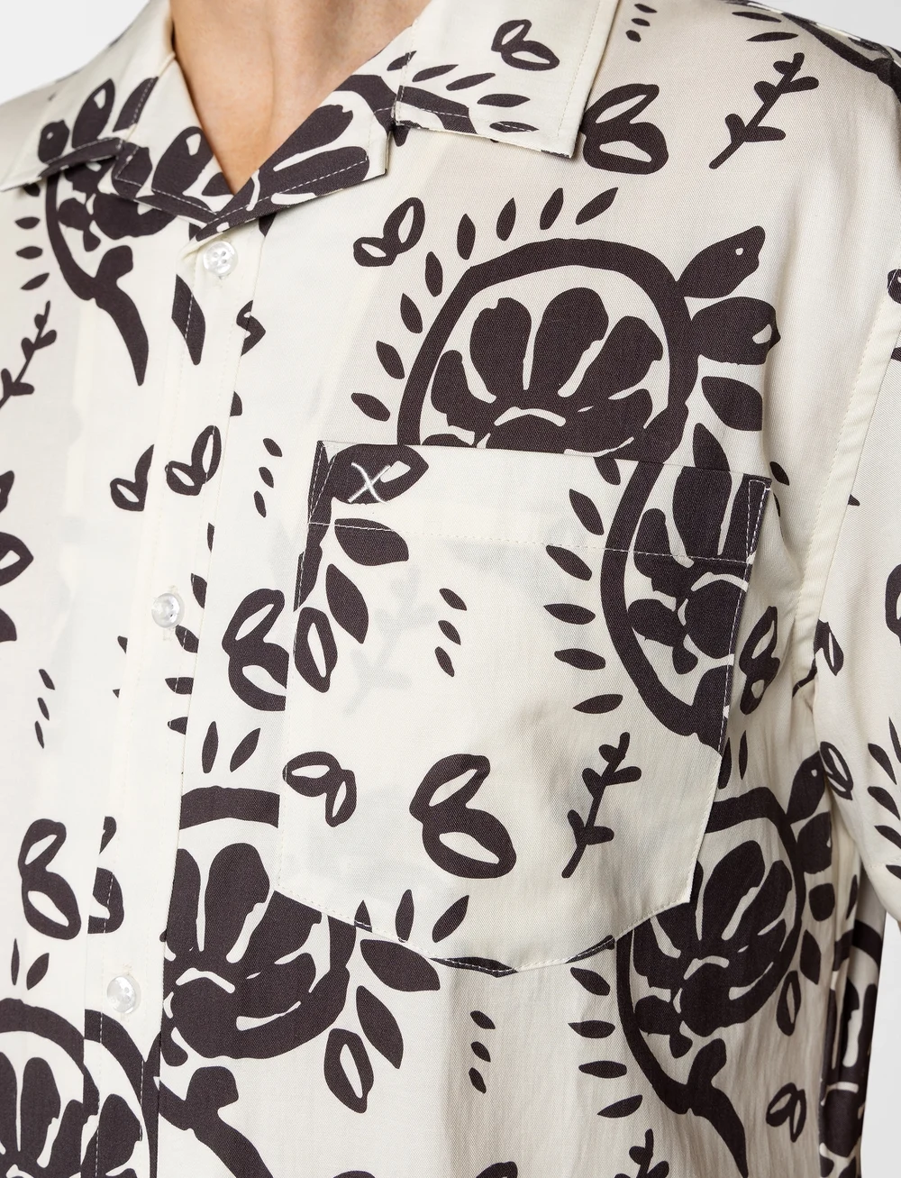 Clean Cut Copenhagen - Bowling Ricco shirt SS - krótki rękaw - ecru/dark brown - 3