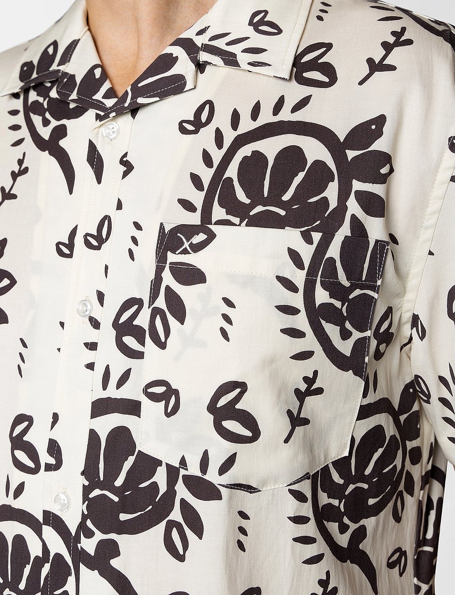 Clean Cut Copenhagen - Bowling Ricco shirt SS - kurzarmhemden - ecru/dark brown - 3