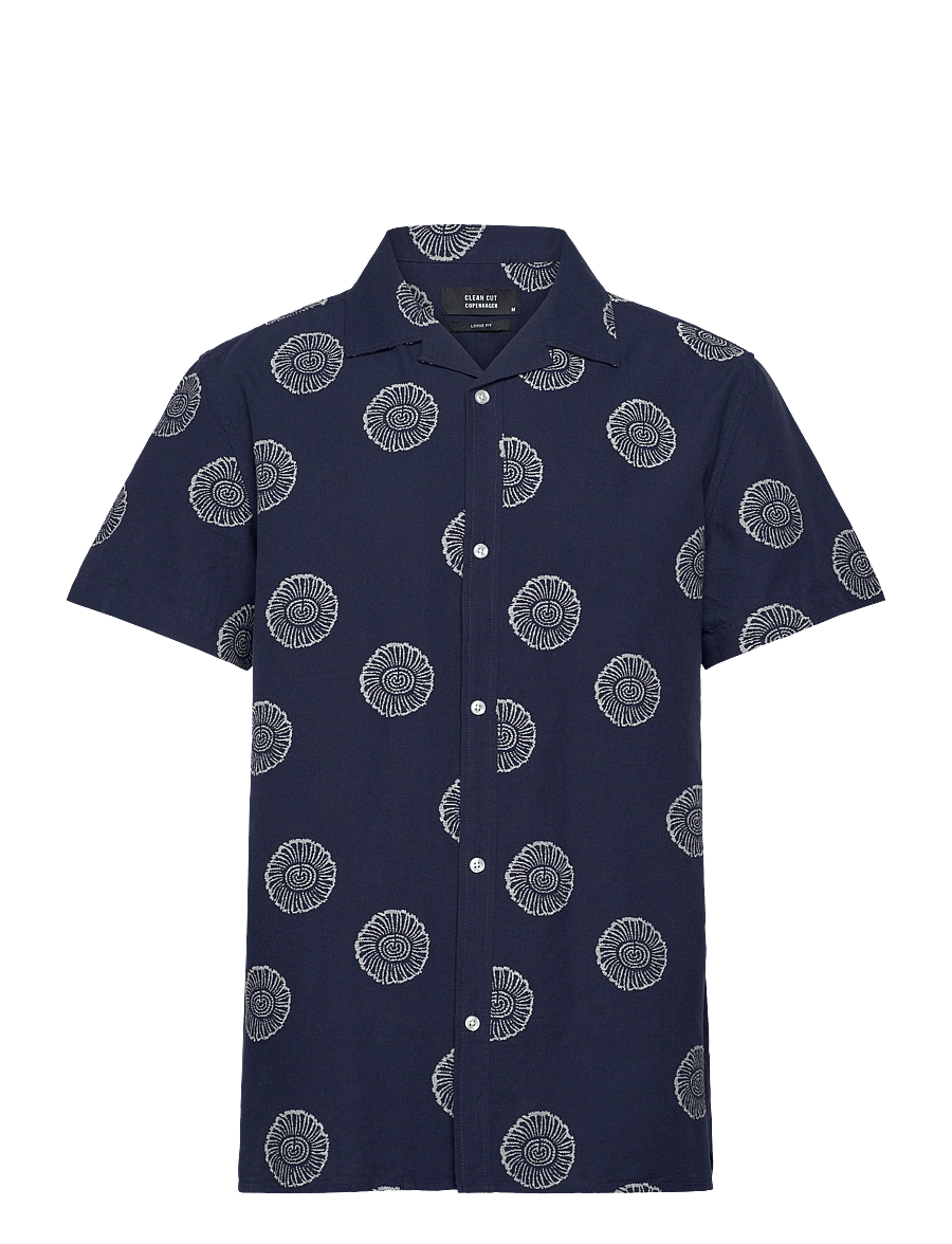 Clean Cut Copenhagen - Bowling Miller shirt SS - kortärmade skjortor - navy - 1