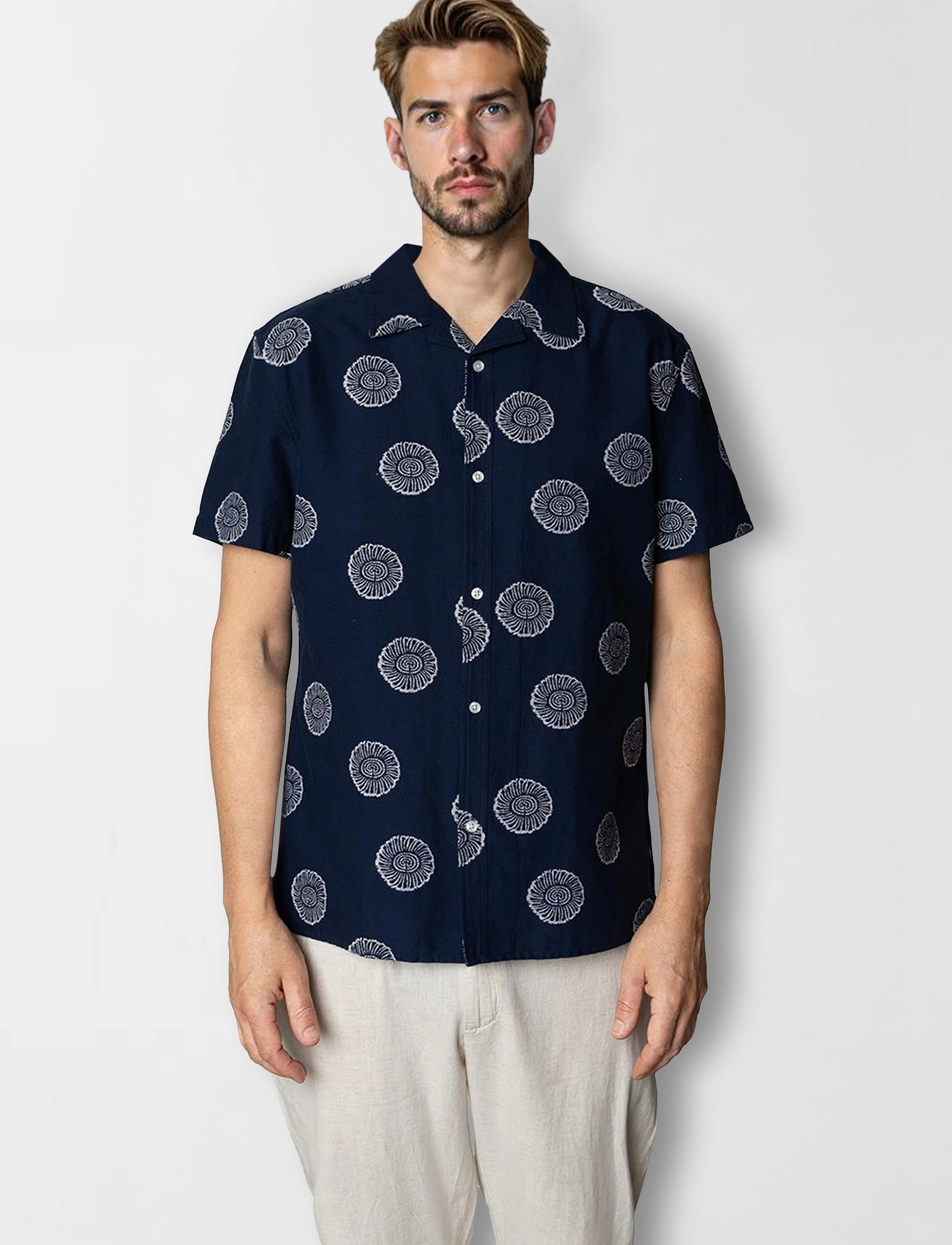 Clean Cut Copenhagen Bowling Miller Shirt Ss, S, T-shirts, Marineblau - Short-sleeved, Männerswear