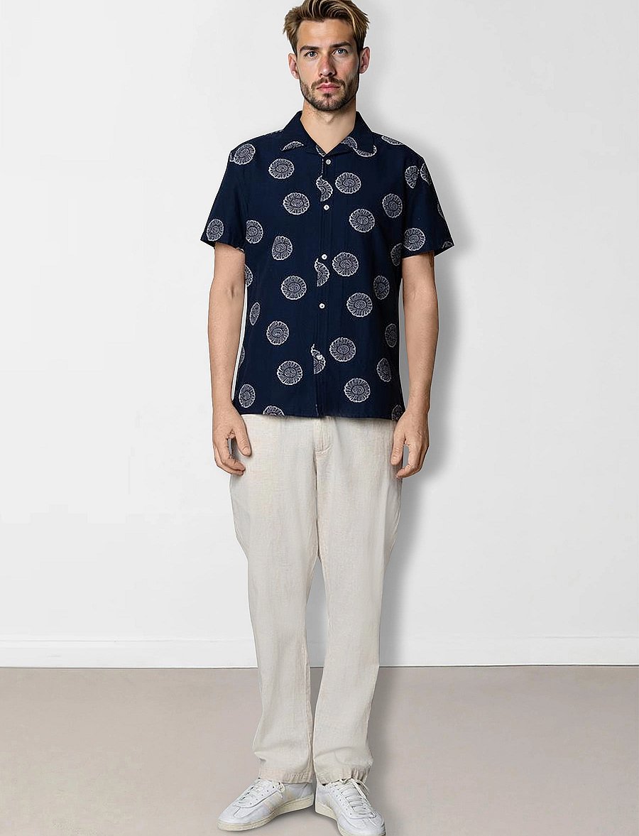 Clean Cut Copenhagen - Bowling Miller shirt SS - kortärmade skjortor - navy - 4