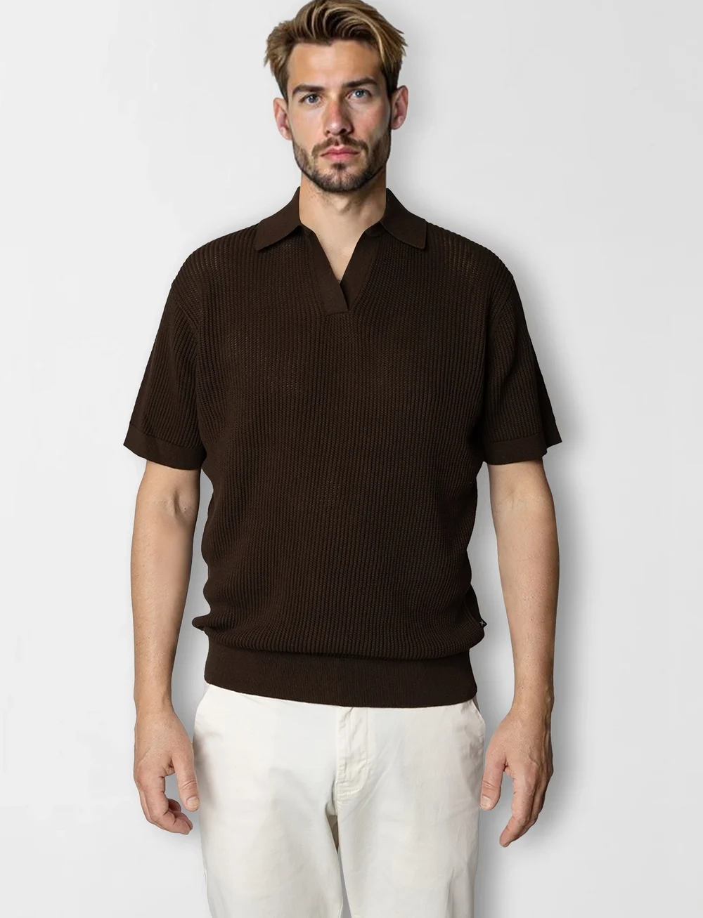 Clean Cut Copenhagen - Oliver knitted polo - gestrickte polohemden - dark brown - 0