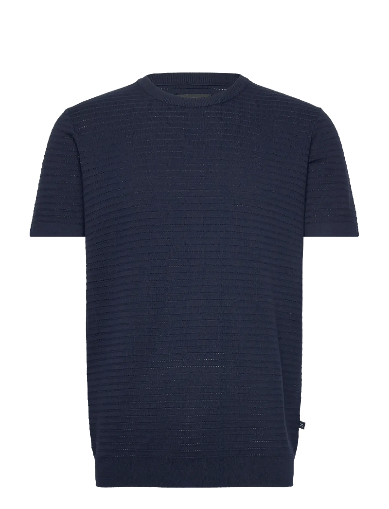 Clean Cut Copenhagen - Owen knitted t-shirt - short-sleeved t-shirts - navy - 1