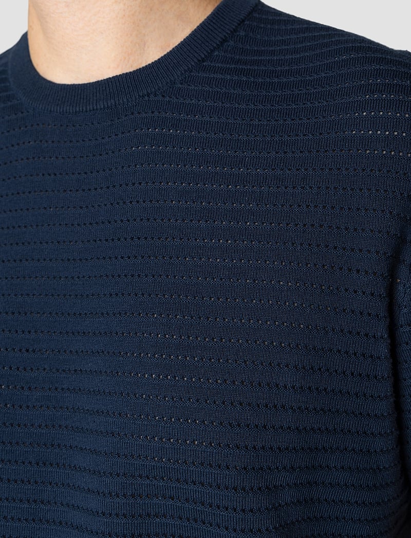 Clean Cut Copenhagen - Owen knitted t-shirt - short-sleeved t-shirts - navy - 3