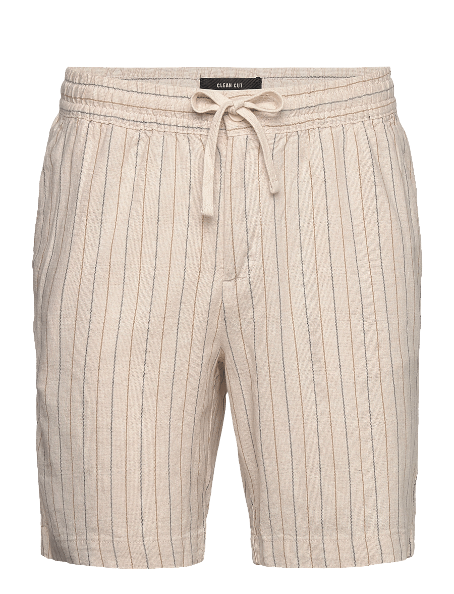 Clean Cut Copenhagen - Barcelona Ran shorts - linneshorts - light beige striped - 1