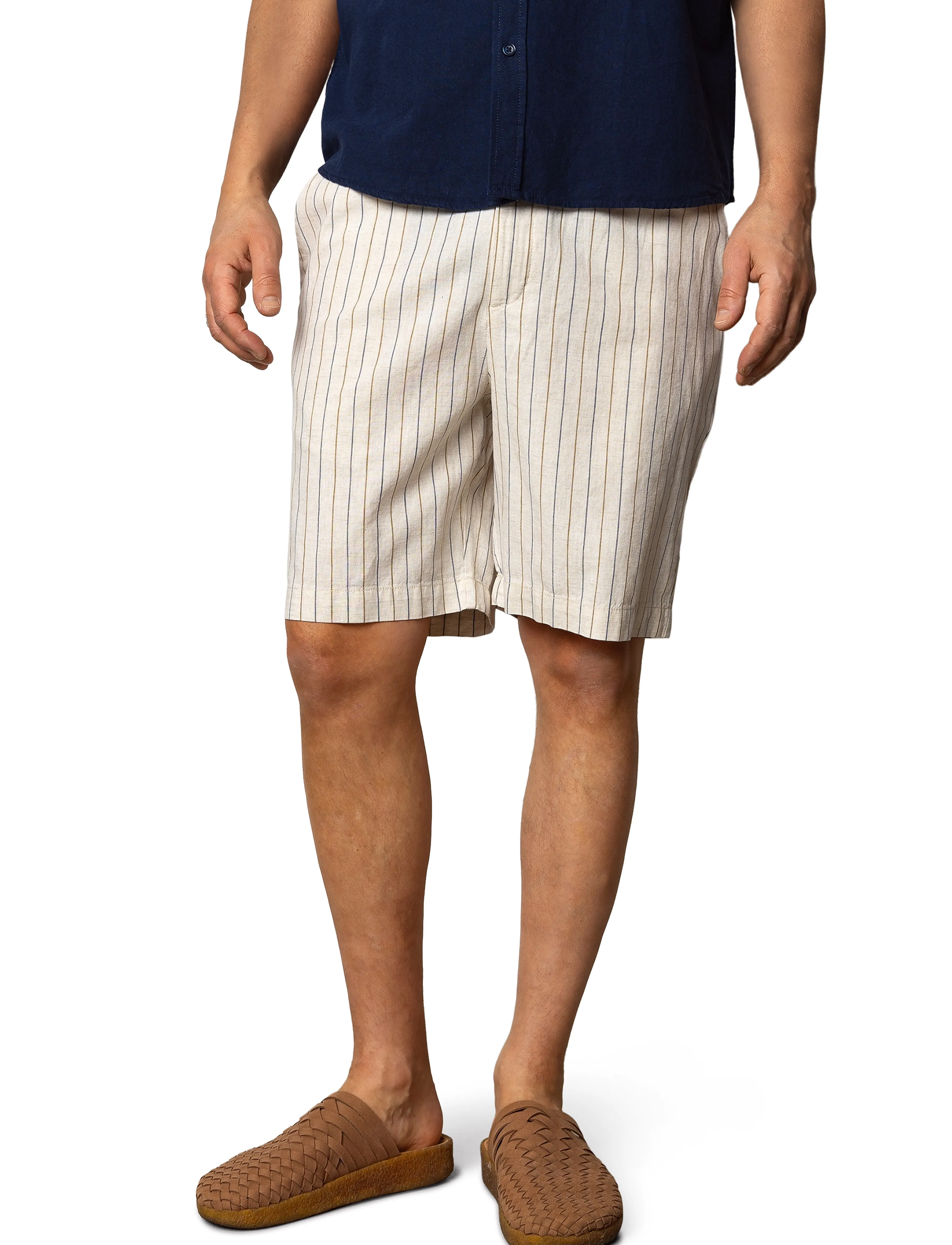 Clean Cut Copenhagen - Barcelona Ran shorts - linased lühikesed püksid - light beige striped - 0