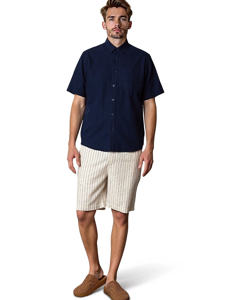 Clean Cut Copenhagen - Barcelona Ran shorts - linneshorts - light beige striped - 4