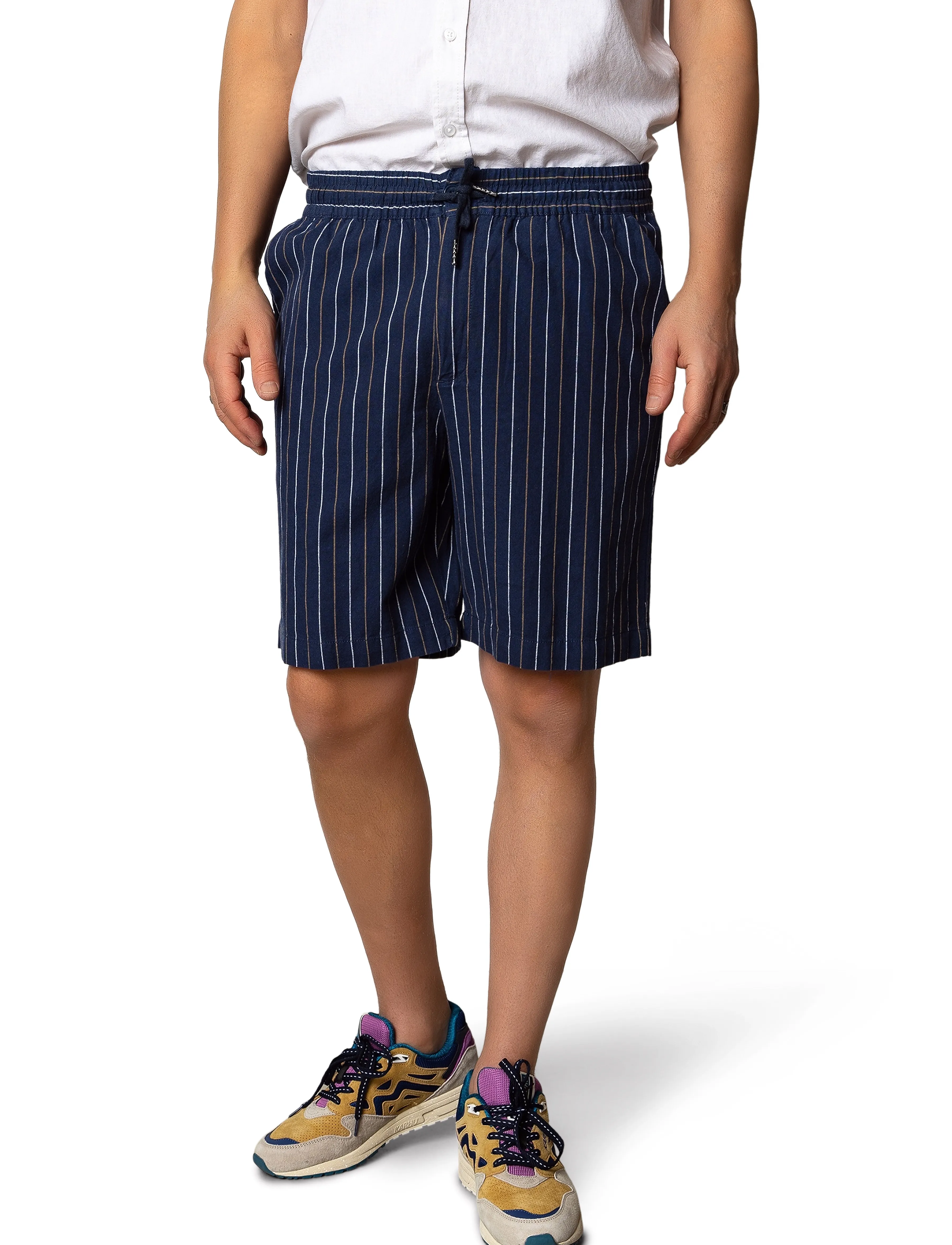 Clean Cut Copenhagen Barcelona Ran shorts - Leinenbekleidung - NAVY STRIPED / navy