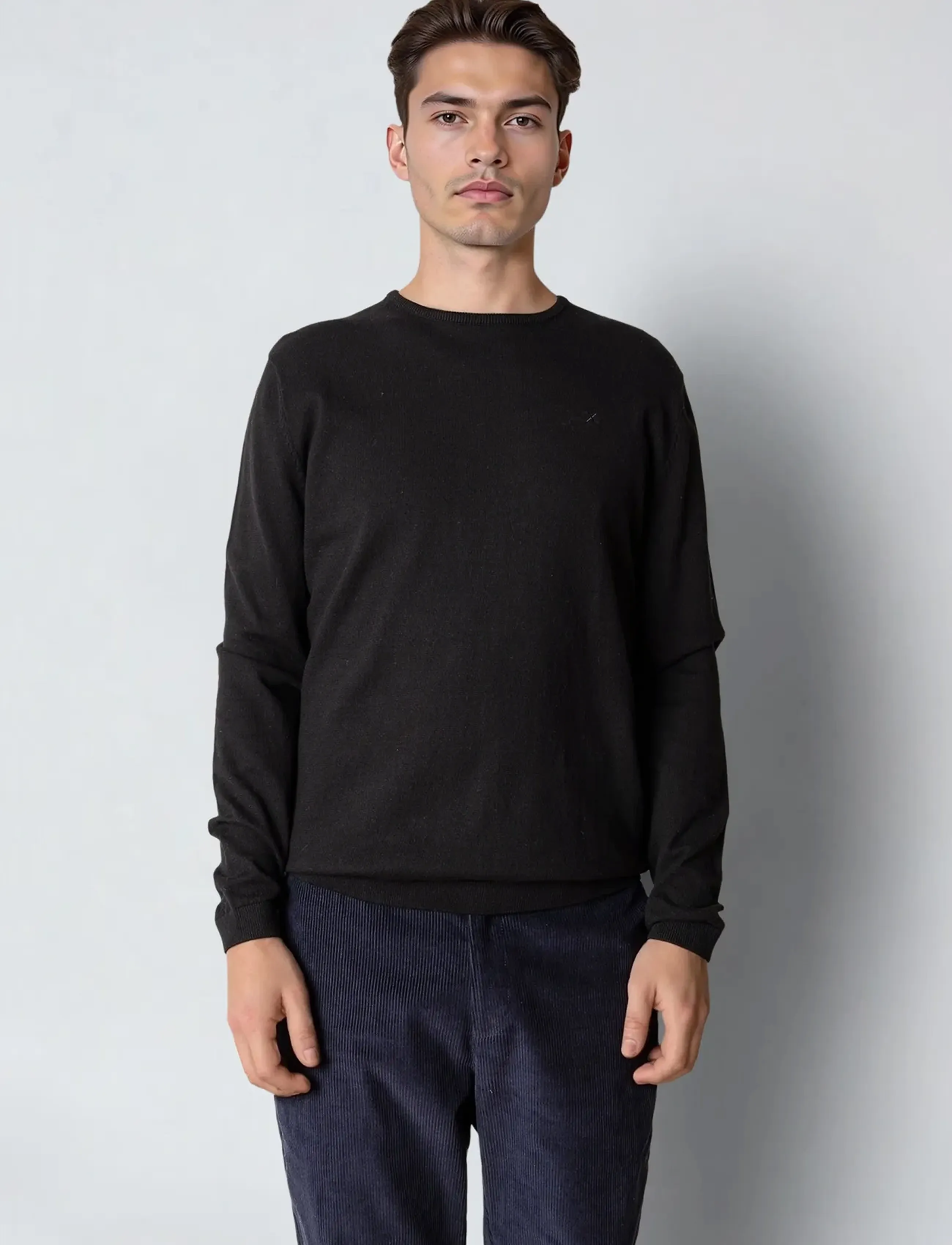 Clean Cut Copenhagen Claude Crewneck Knit, Mænd, Rundhalset Striktrøje, Sort, Str: XXL