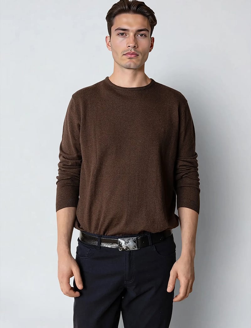 Clean Cut Copenhagen - Claude crewneck knit - rundhalsad - brown melangÈ - 0