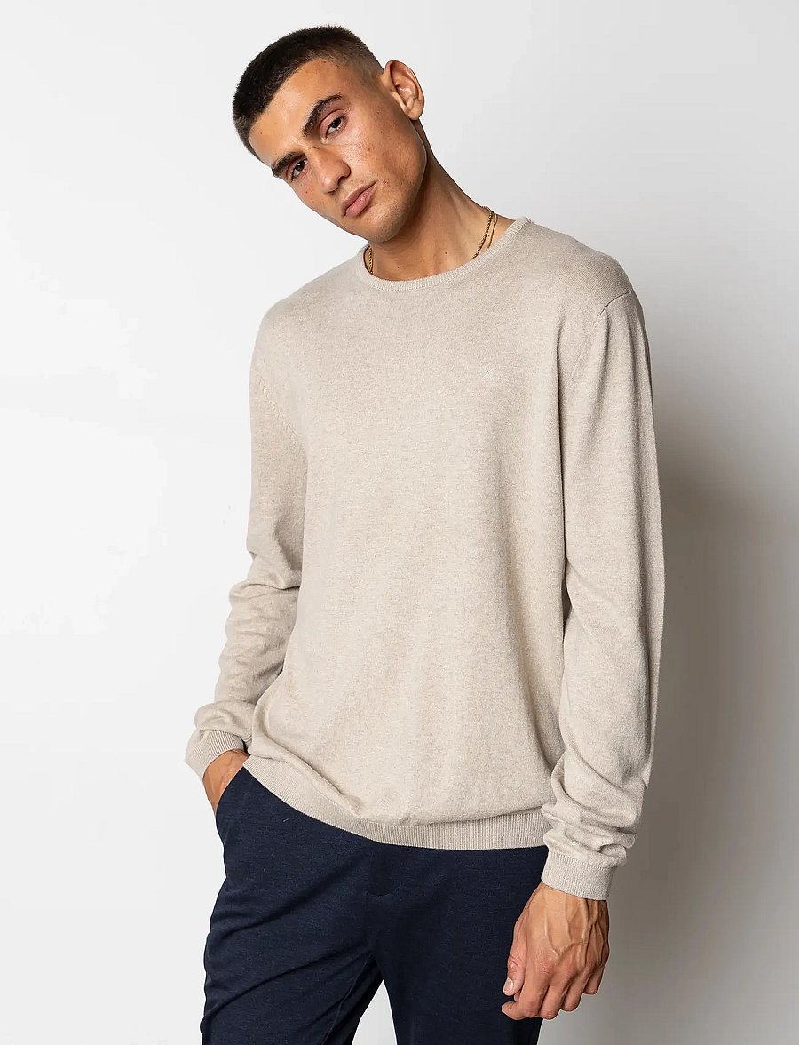 Clean Cut Copenhagen - Claude crewneck knit - Ümara kaelusega - ecru melange - 0