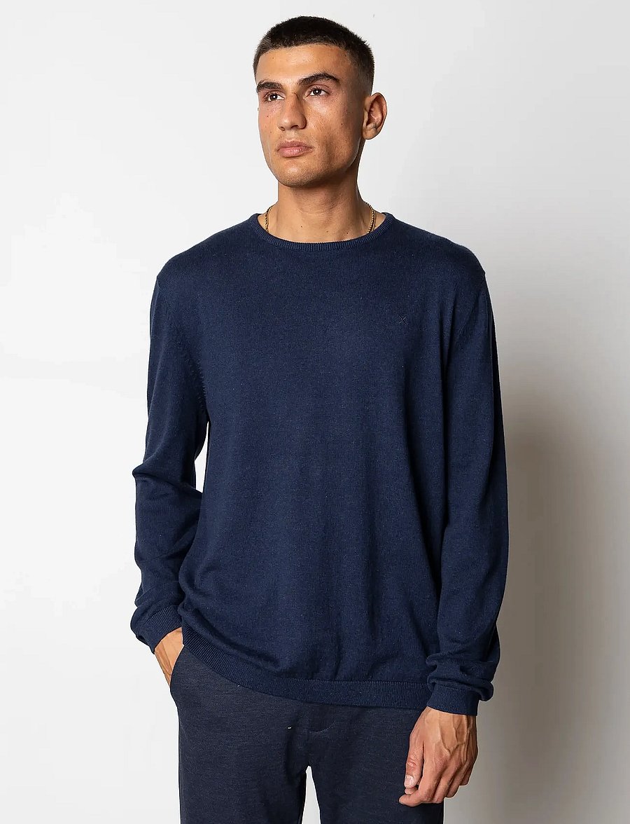 Clean Cut Copenhagen - Claude crewneck knit - round necks - navy melange - 0