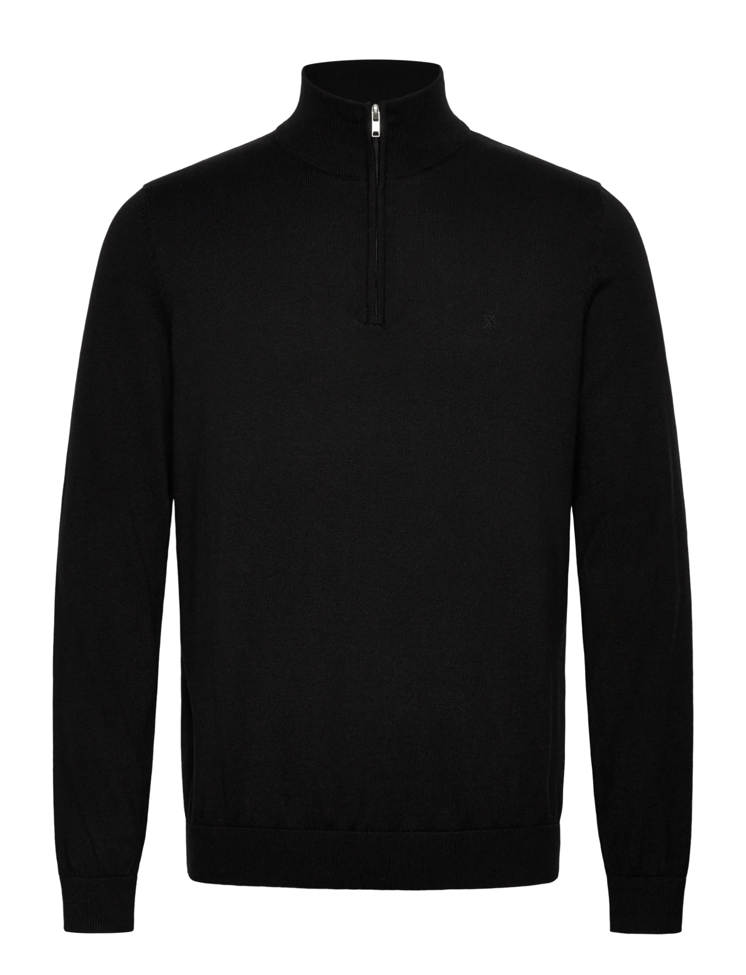 Clean Cut Copenhagen Claude half-zip knit - Strik - BLACK / black