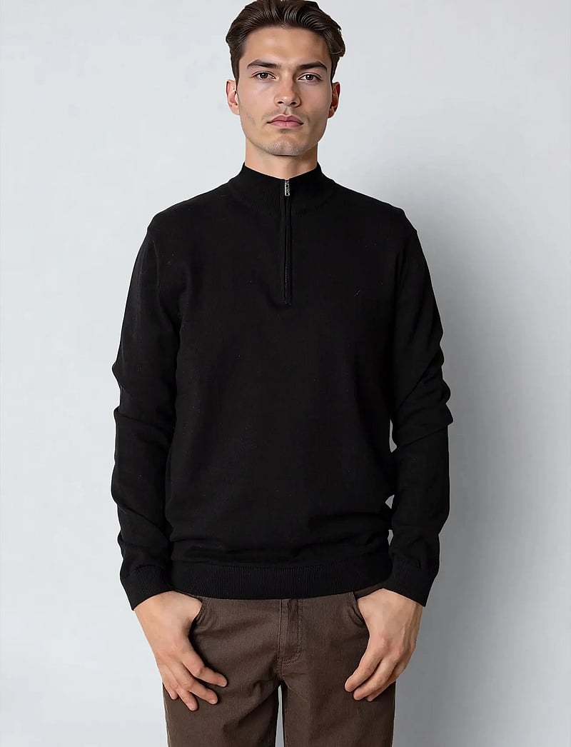 Clean Cut Copenhagen - Claude half-zip knit - half zip-tröjor - black - 0