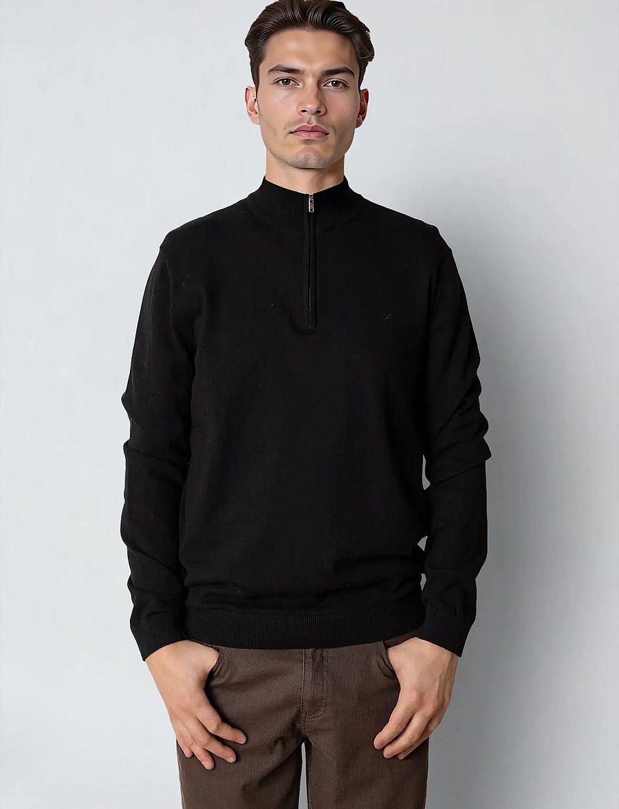 Clean Cut Copenhagen - Claude half-zip knit - half zip jumpers - black - 0