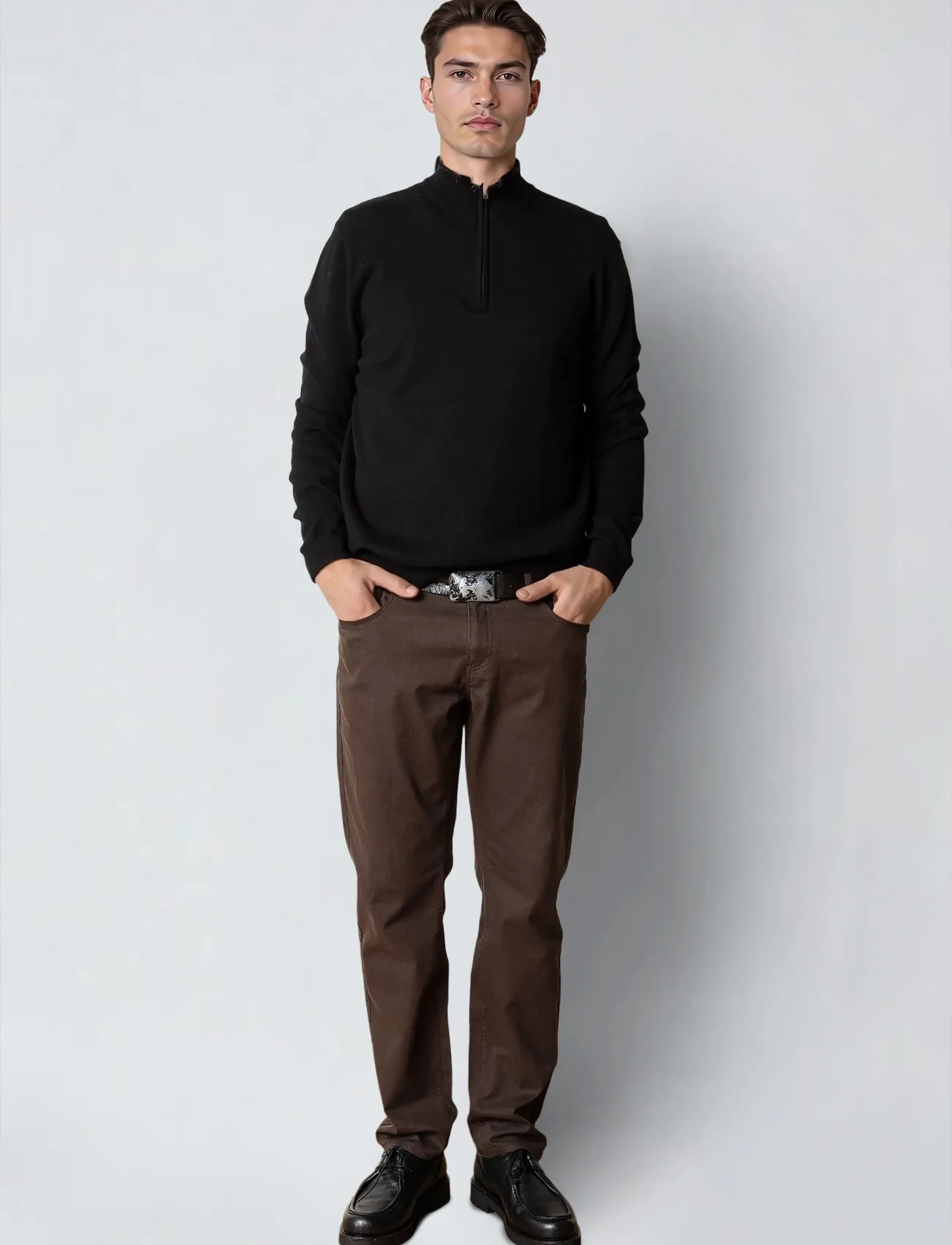 Clean Cut Copenhagen - Claude half-zip knit - halfzip strik - black - 3