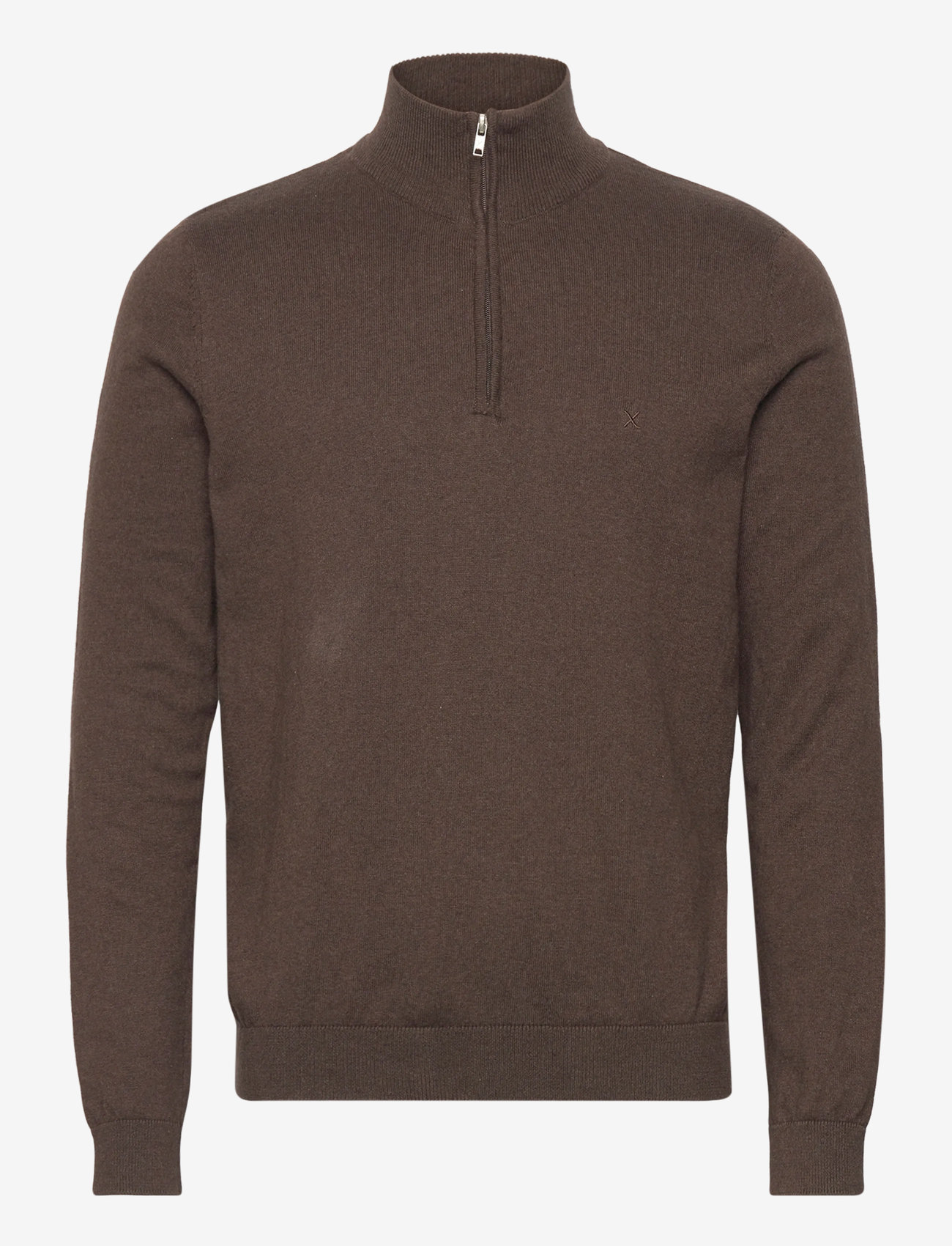 Clean Cut Copenhagen - Claude half-zip knit - halfzip strik - brown melangÈ - 1