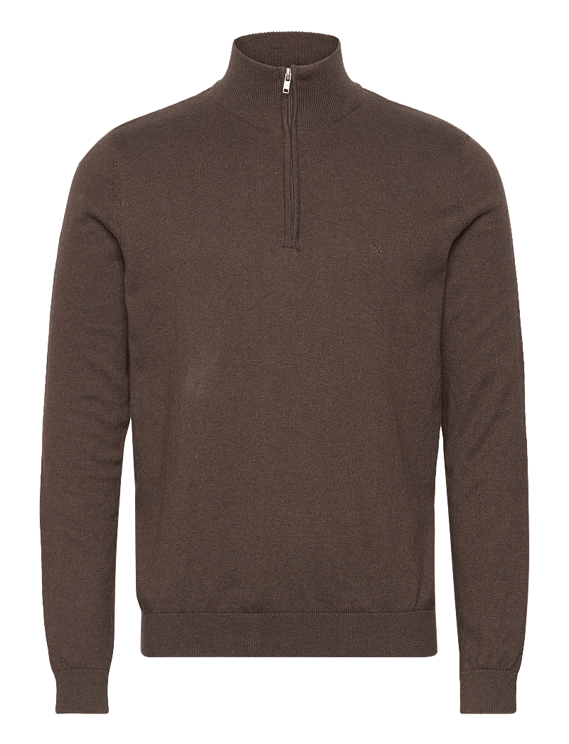 Clean Cut Copenhagen - Claude half-zip knit - halfzip strik - brown melangÈ - 1
