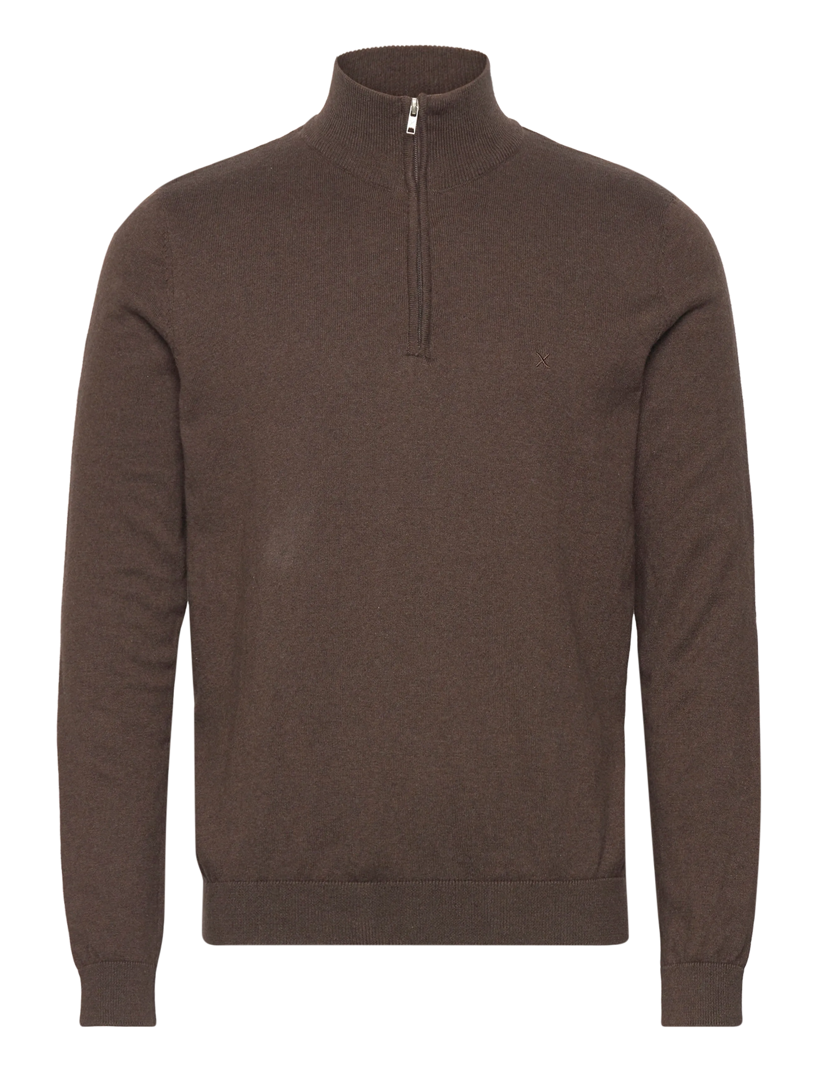 Clean Cut Copenhagen Claude half-zip knit - Strik - BROWN MELANGÈ / brown