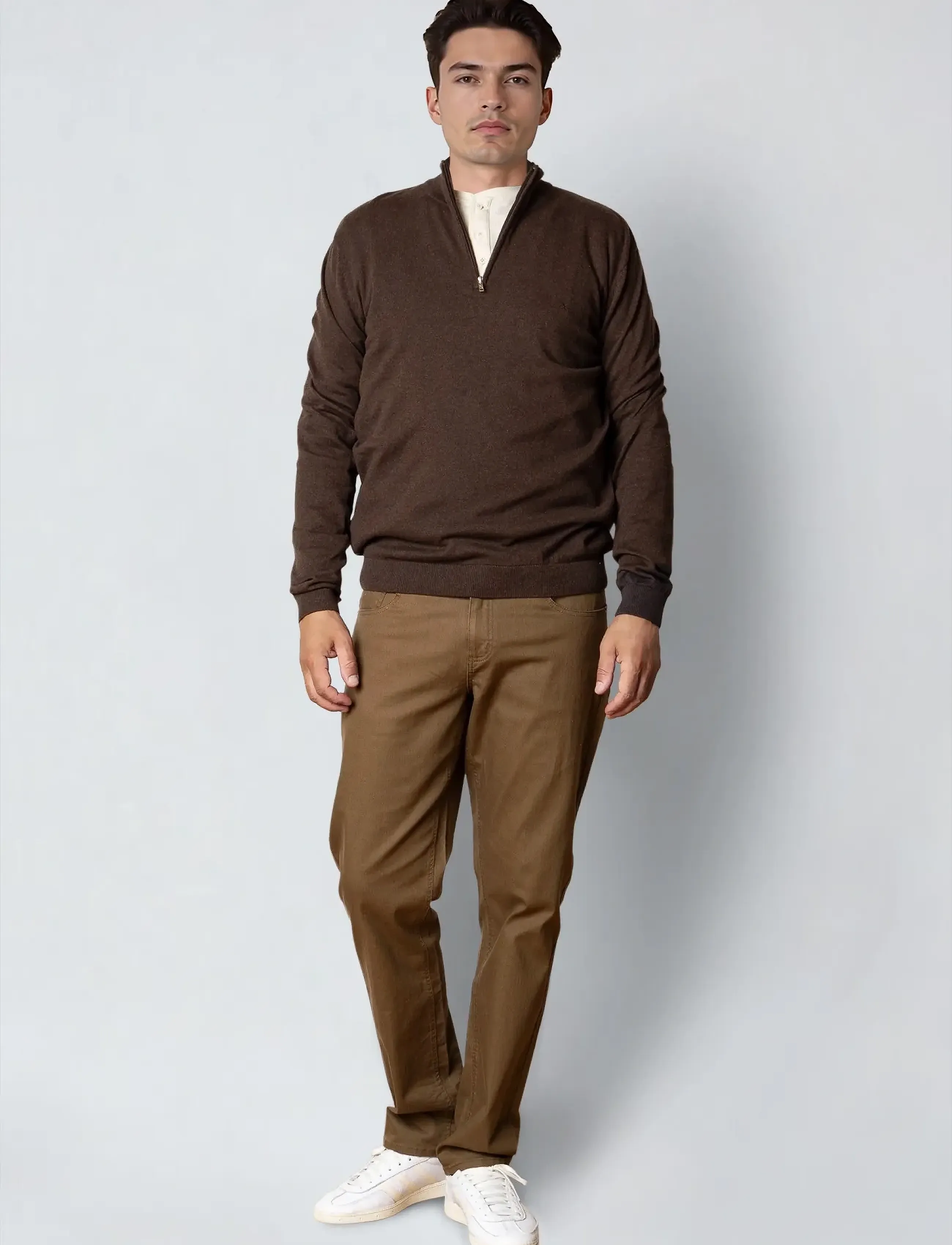 Clean Cut Copenhagen - Claude half-zip knit - strik - brown melangÈ - 3