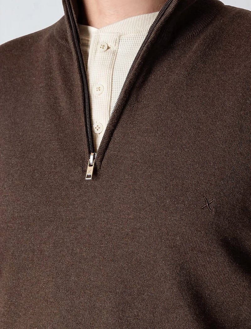 Clean Cut Copenhagen - Claude half-zip knit - halfzip strik - brown melangÈ - 5